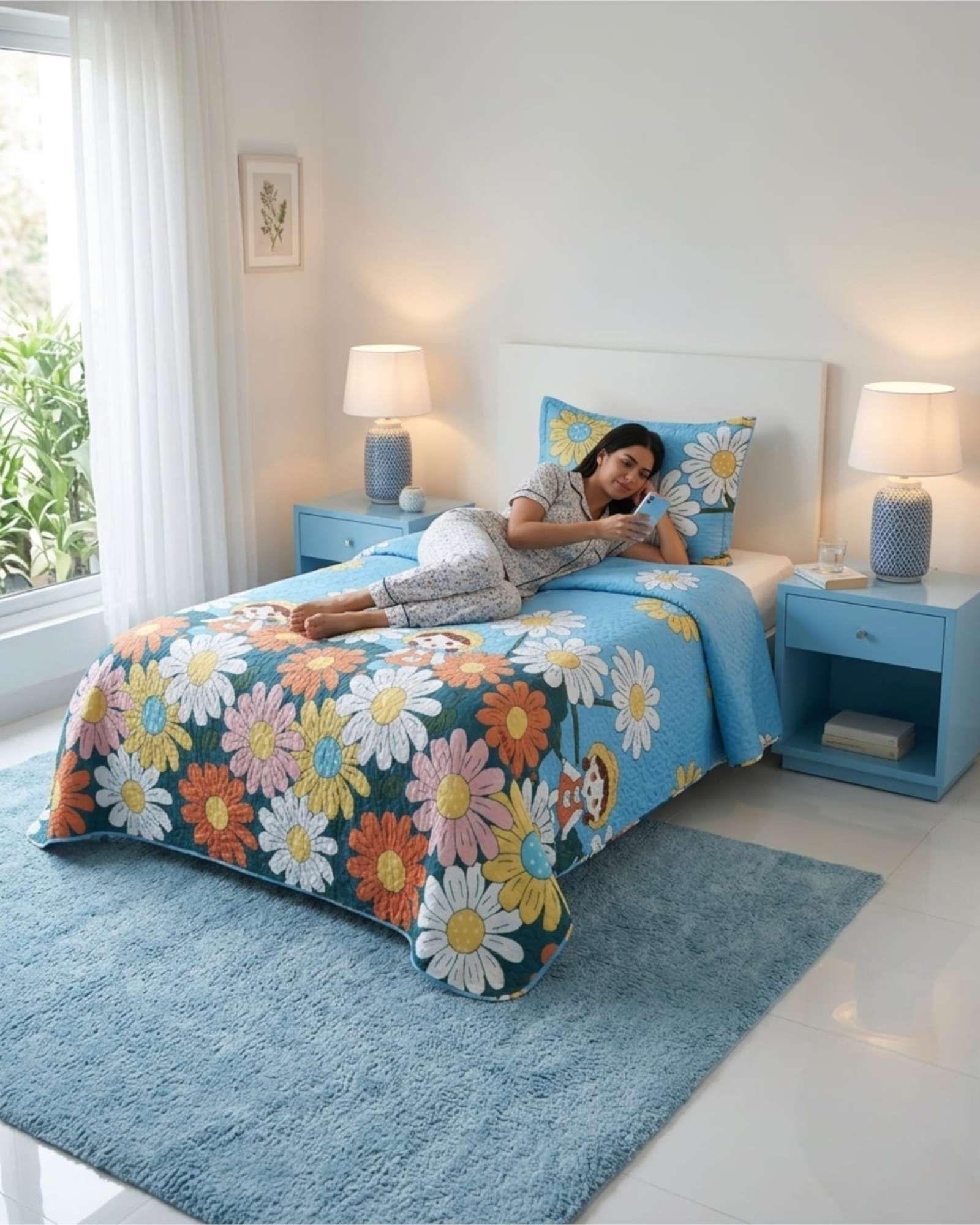 Cubrecama Quilt Verano Plaza Y Media Estampado Temática a6-2