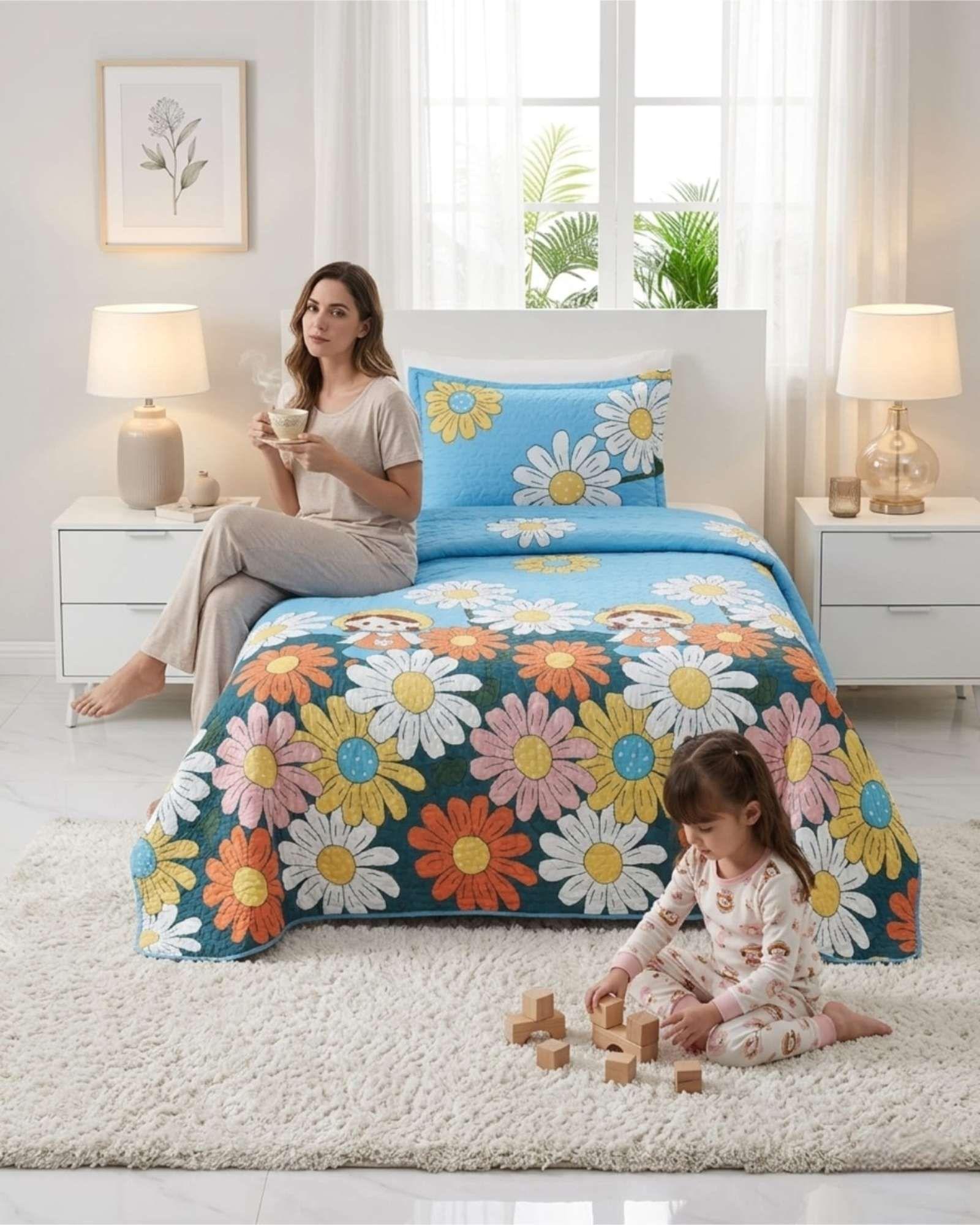 Cubrecama Quilt Verano Plaza Y Media Estampado Temática a6-4