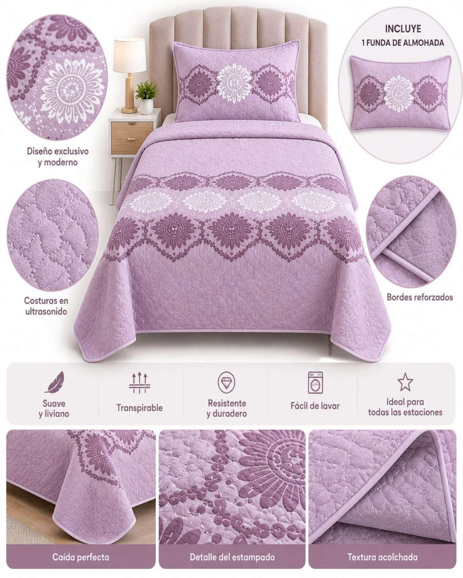 Quilt 1.5 Plazas 180x230 cm + Funda de Almohada-5