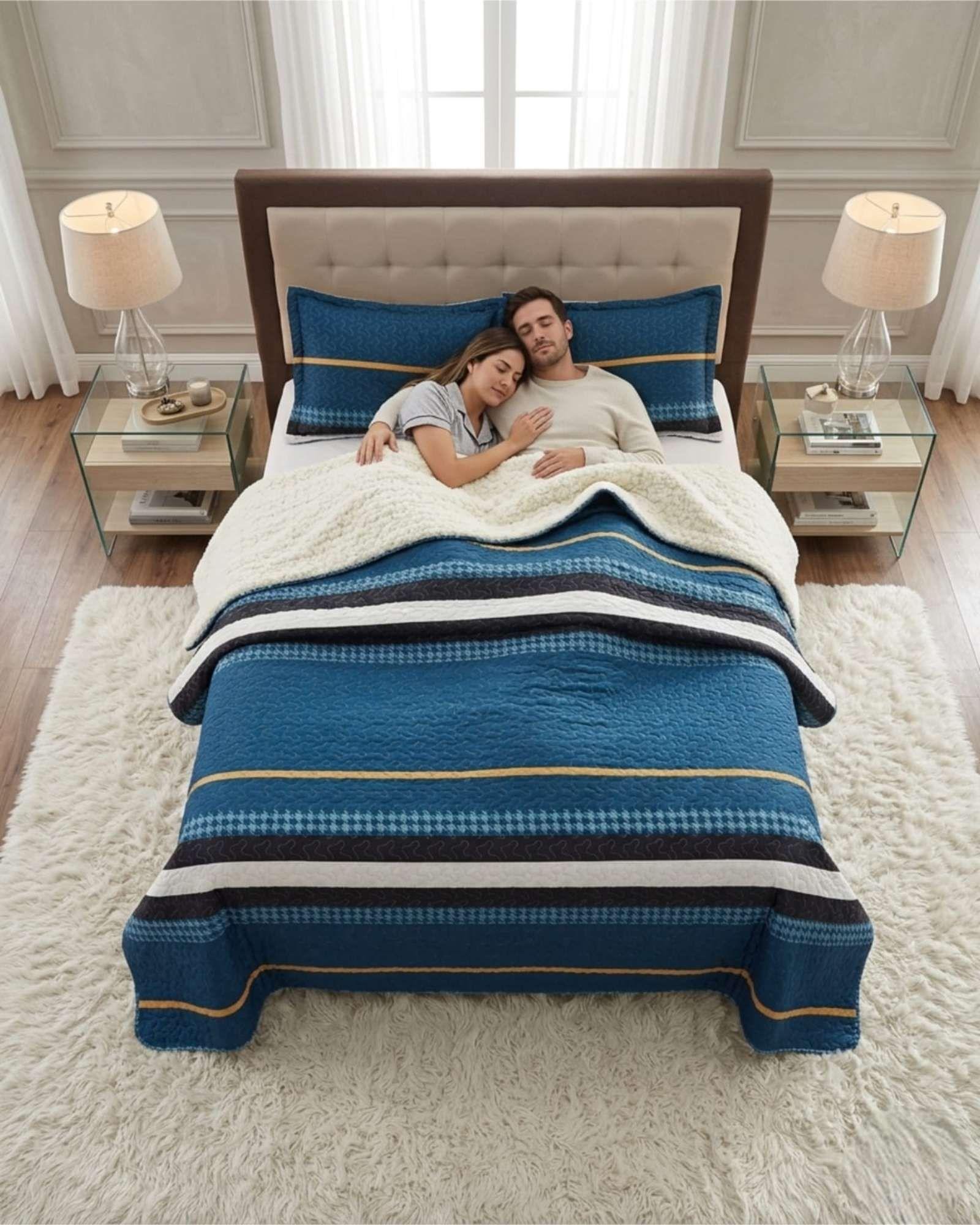 Set Cubrecama Sherpa Con Sabanas Termicas King m3-3