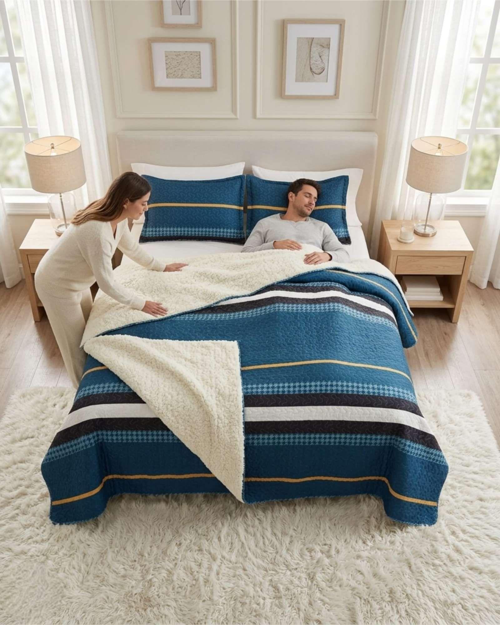 Set Cubrecama Sherpa Con Sabanas Termicas King m3-4