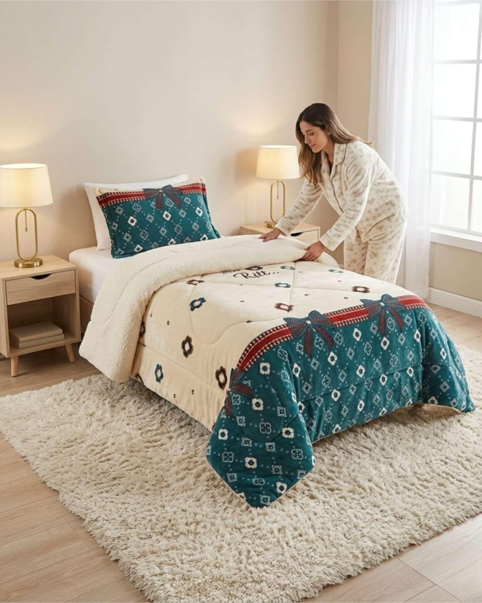 Cubrecama Plush con Chiporro Plaza y Media Diseño Premium C9-2