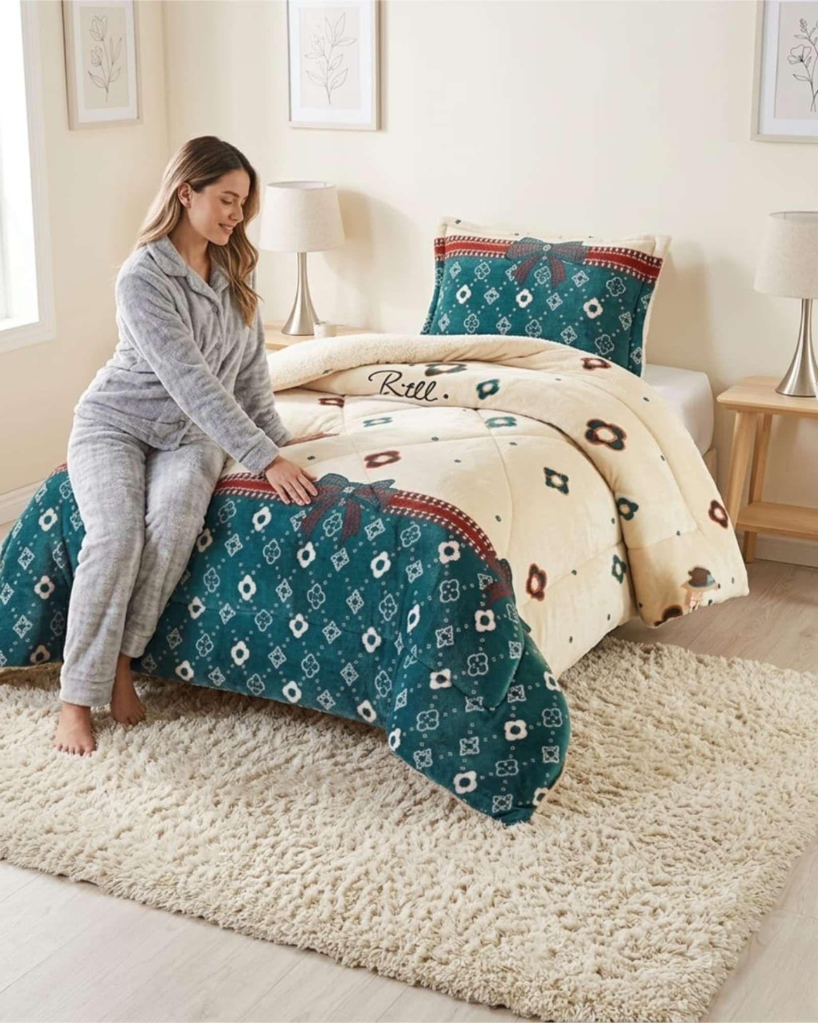 Cubrecama Plush con Chiporro Plaza y Media Diseño Premium C9-3