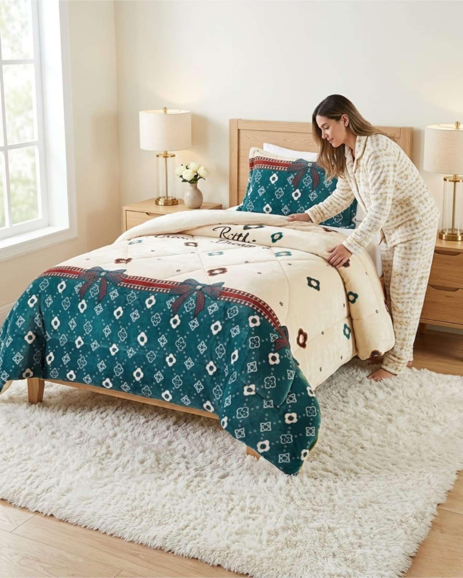 Cubrecama Plush con Chiporro Plaza y Media Diseño Premium C9-4
