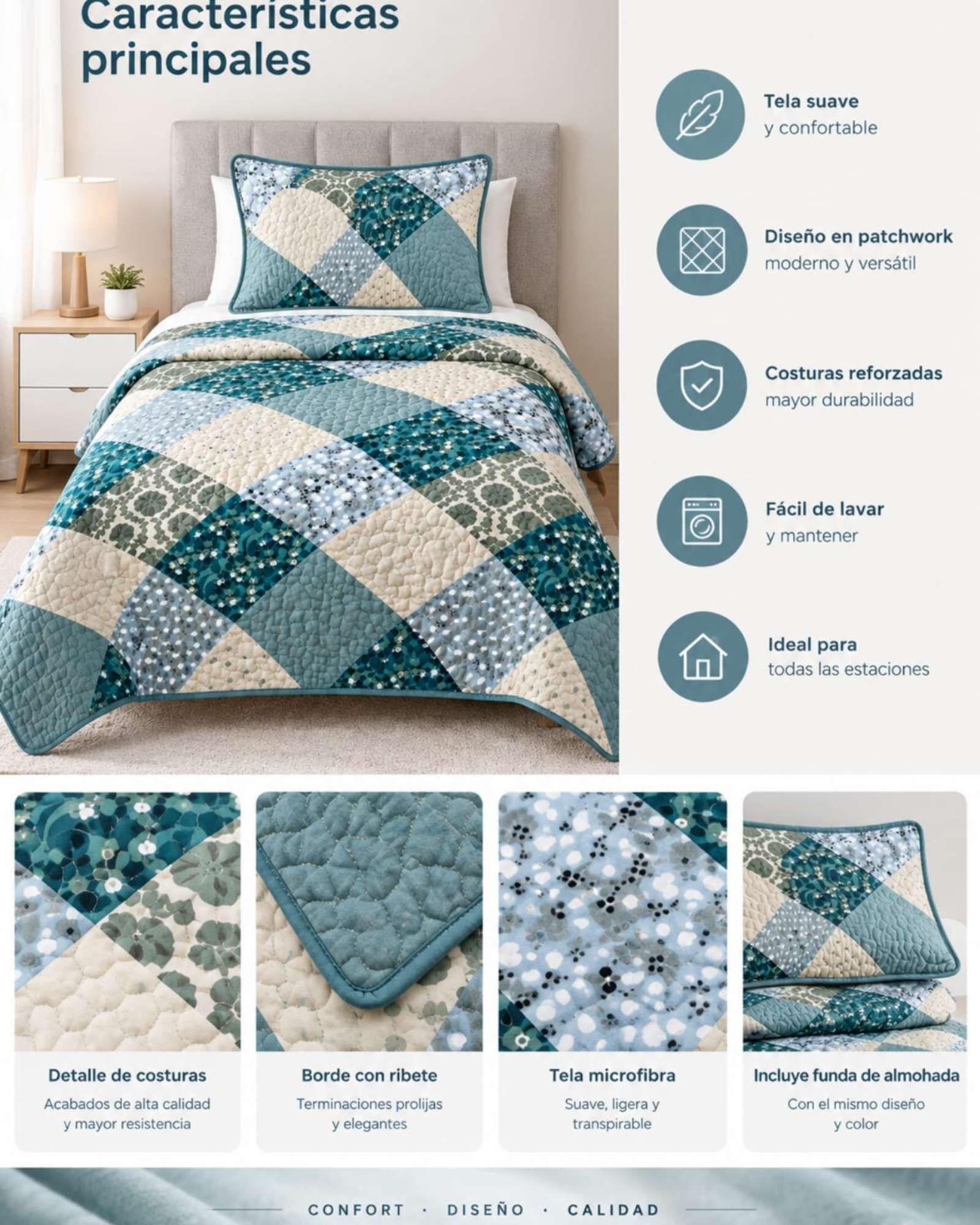 Cubrecamas De Verano Plaza Y Media Ultra Fresco Mas Almohada m2-4