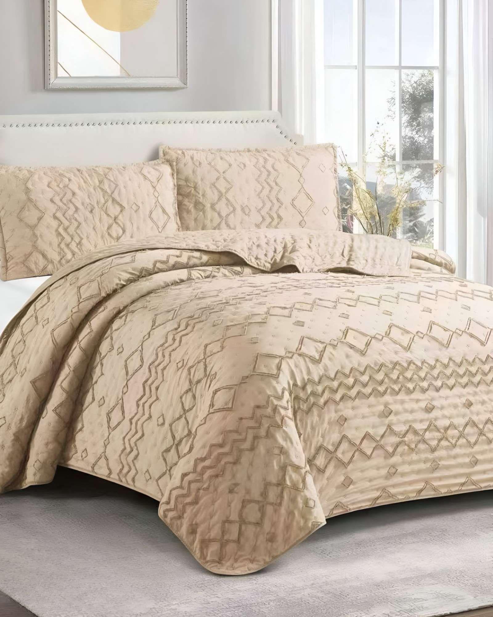 CUBRECAMA QUILT TUFTING DE LUJO SUAVE PLAZA Y MEDIA t03-2