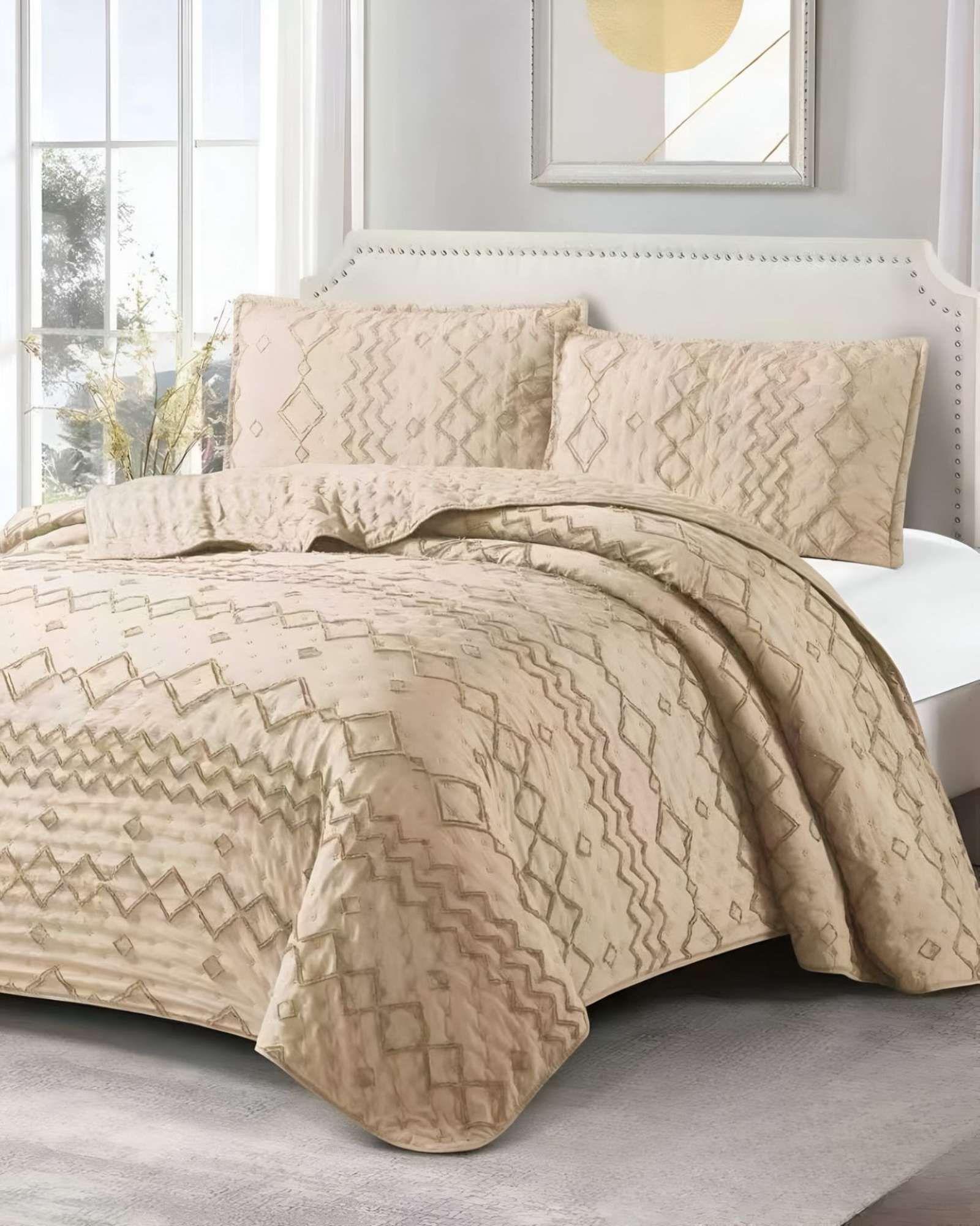 CUBRECAMA QUILT TUFTING DE LUJO SUAVE PLAZA Y MEDIA t03-3