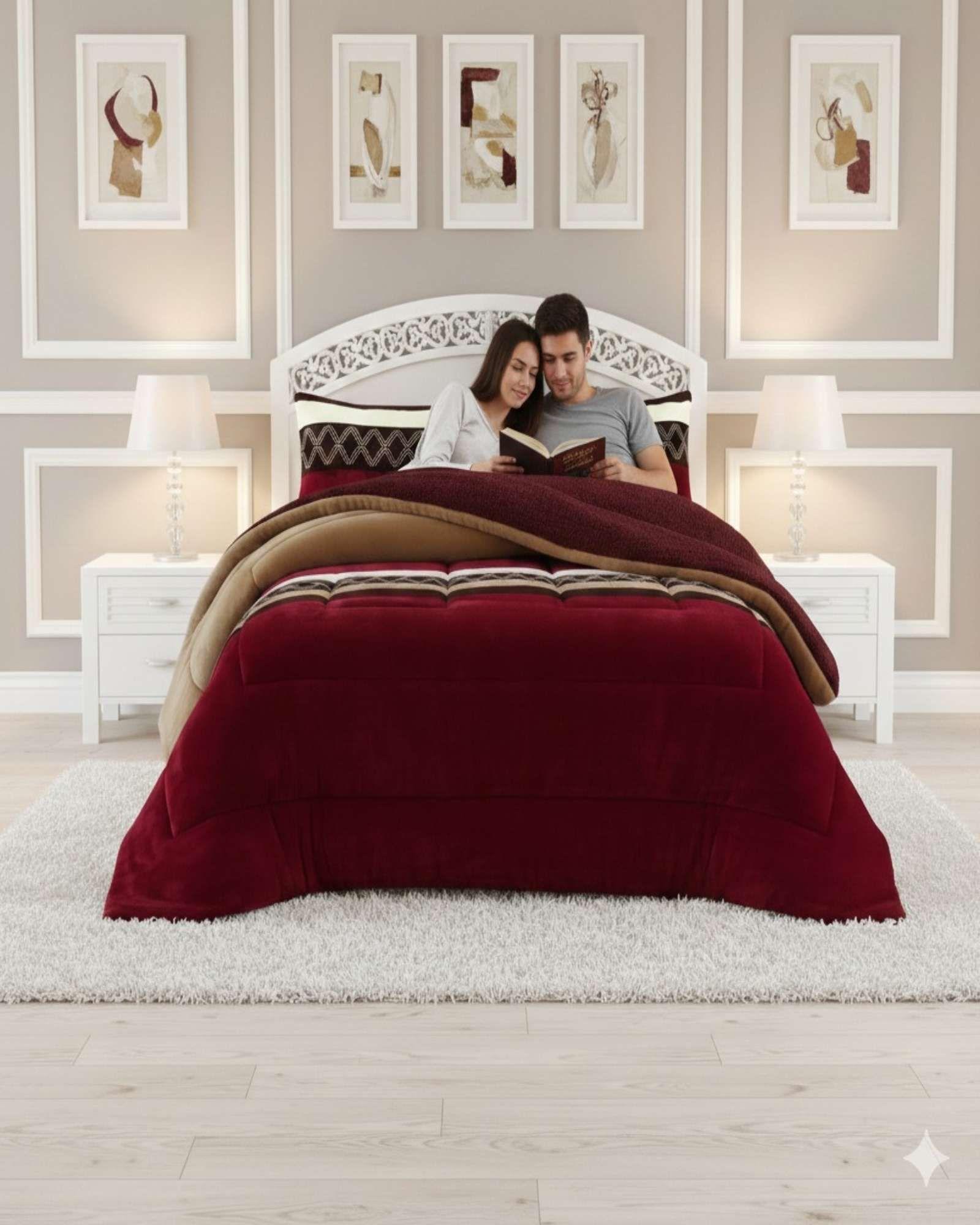 Cubrecama de invierno Plush con  Chiporro 2 Plazas burdeo-4