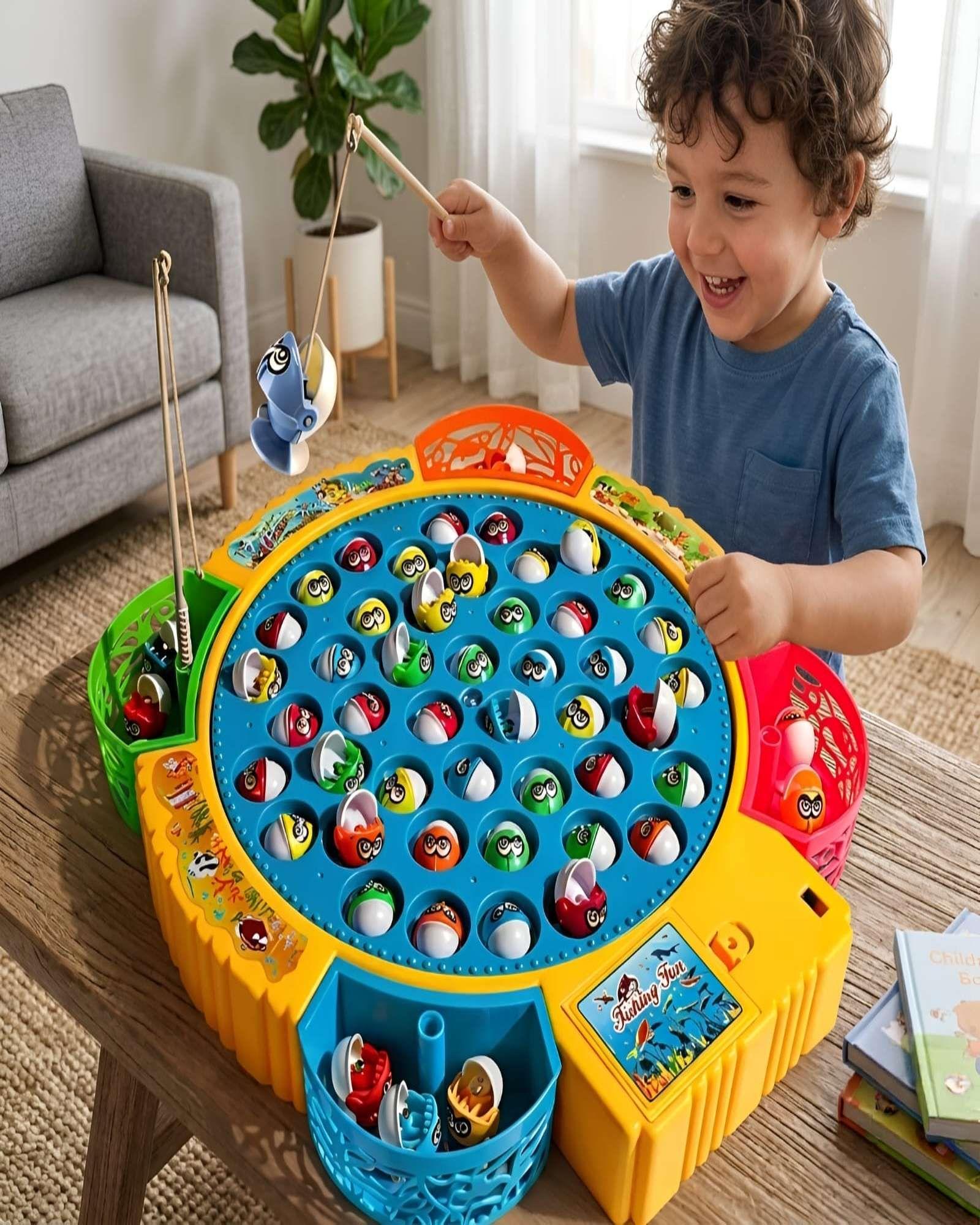 Juego de Pesca Musical Infantil Fishing Fun con Base Giratoria y Accesorios-0