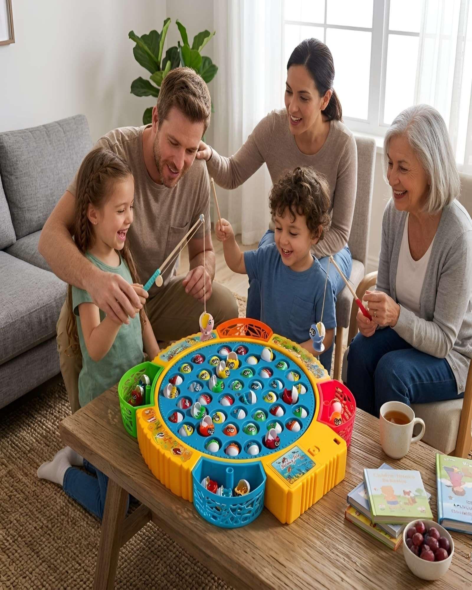 Juego de Pesca Musical Infantil Fishing Fun con Base Giratoria y Accesorios-2