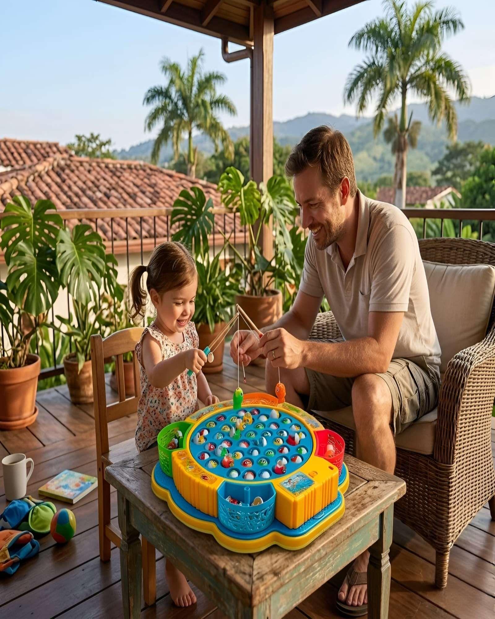 Juego de Pesca Musical Infantil Fishing Fun con Base Giratoria y Accesorios-3