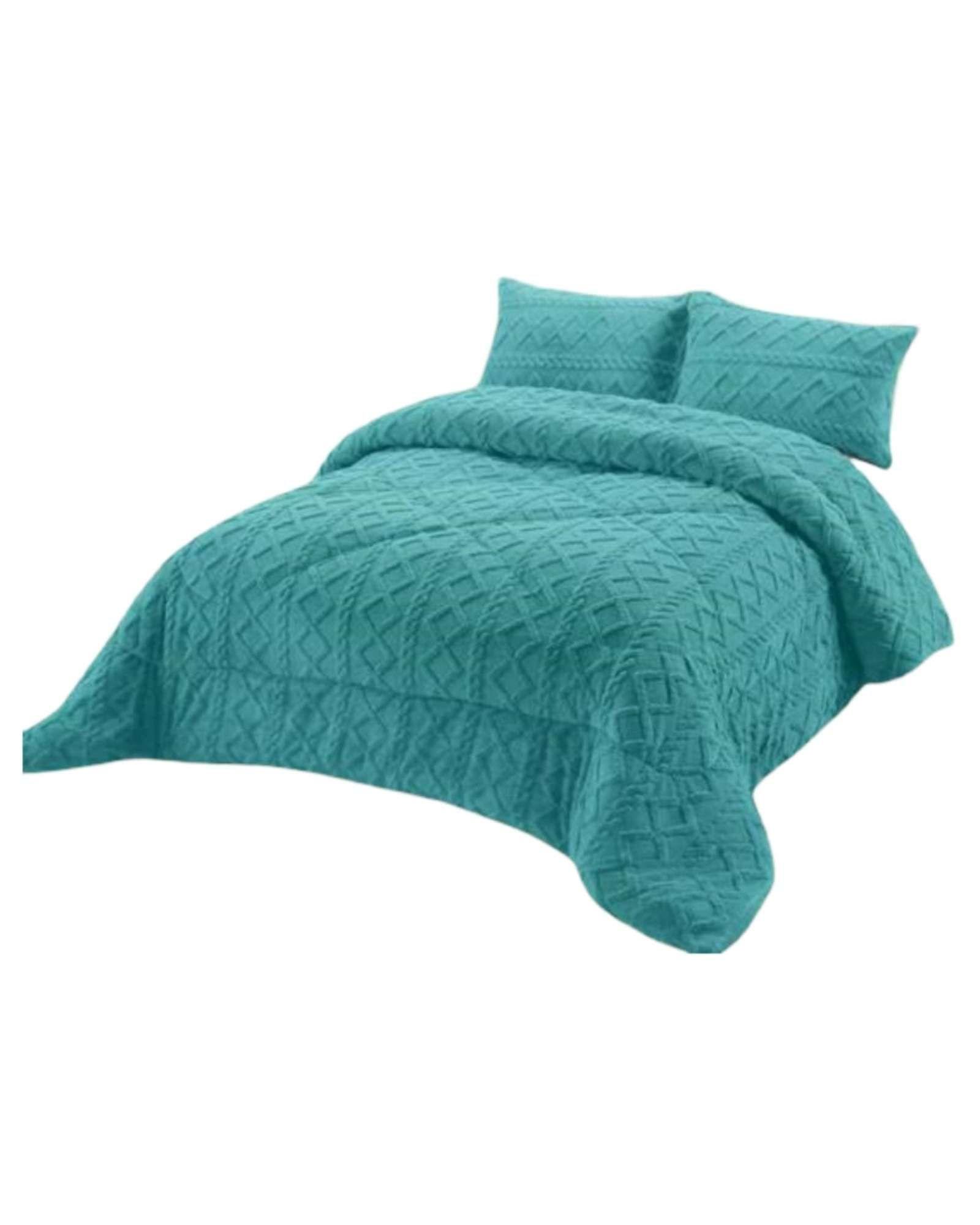 Plumón Térmico Trenzas de Terciopelo king color verde-2