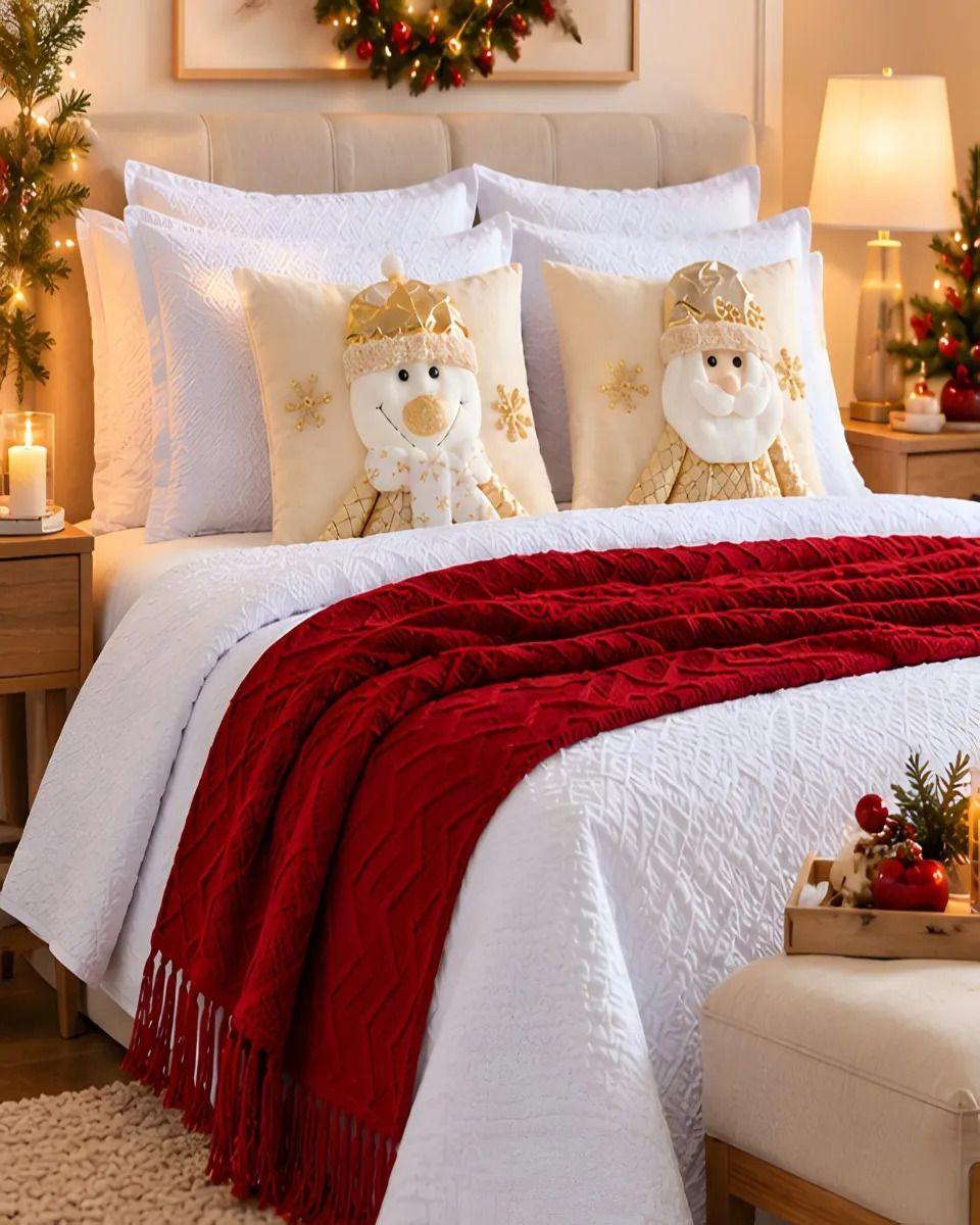 Set de Cama Navideño con Cubrecamas y 2 Fundas de Cojin 1.5 Plaza m8-3