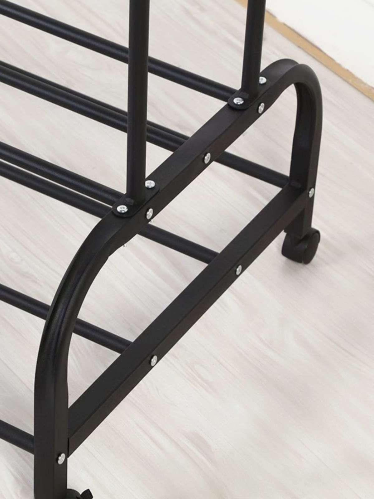 Perchero Organizador Doble Con Estantes Y Ruedas Multifuncional negro-3