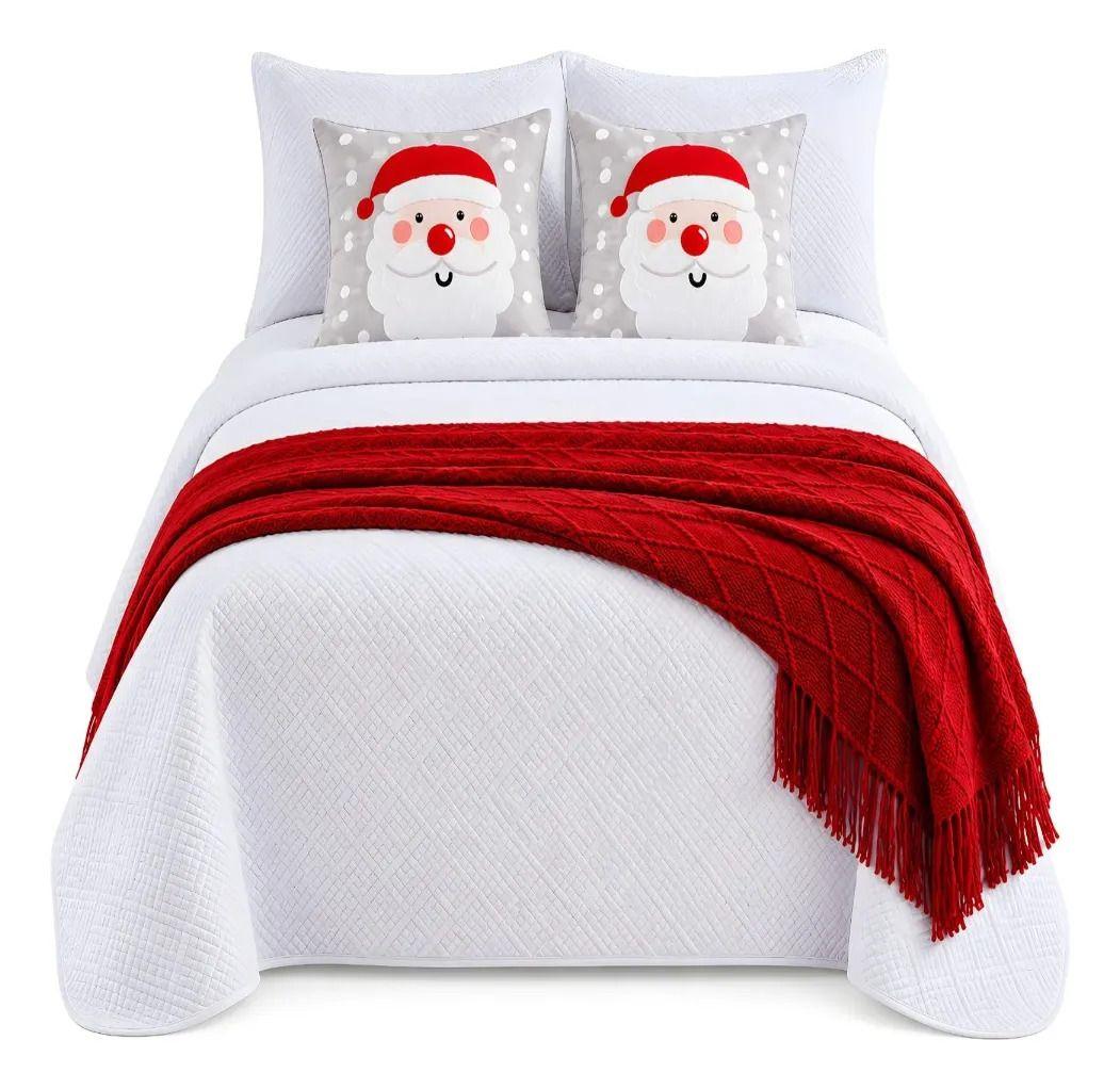 Set de Cama Navideño con Cubrecamas y 2 Fundas de Cojin 2 Plazas m27-1
