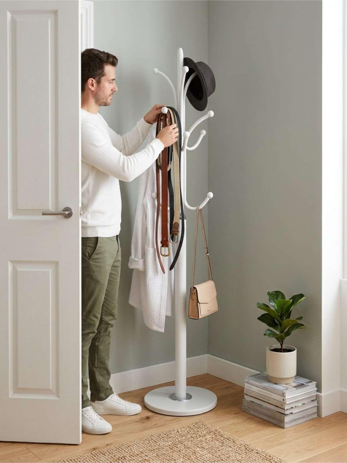 Perchero Pedestal De Ceramica Alta resistencia y  firmeza 178cm Elegante BLANCO-0