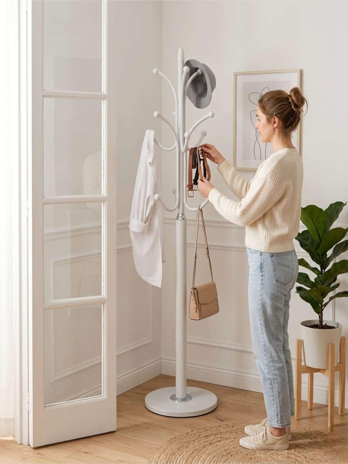 Perchero Pedestal De Ceramica Alta resistencia y  firmeza 178cm Elegante BLANCO-1