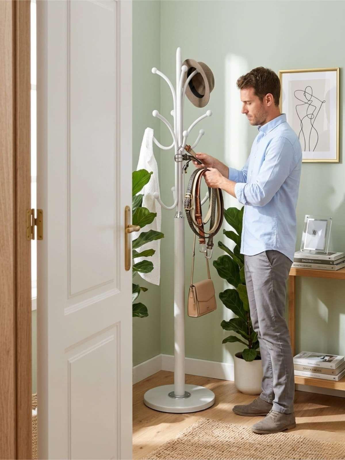 Perchero Pedestal De Ceramica Alta resistencia y  firmeza 178cm Elegante BLANCO-4