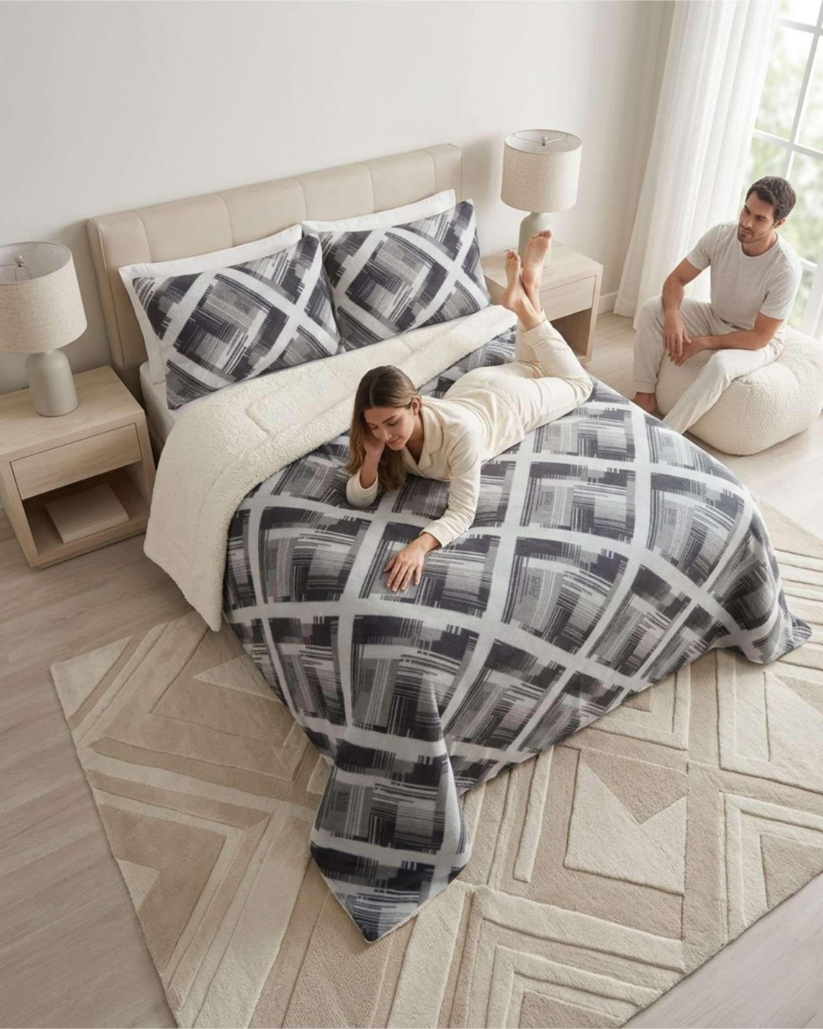 Set Cubrecama Sherpa Con Sabanas Termicas 2 Plazas m5-2