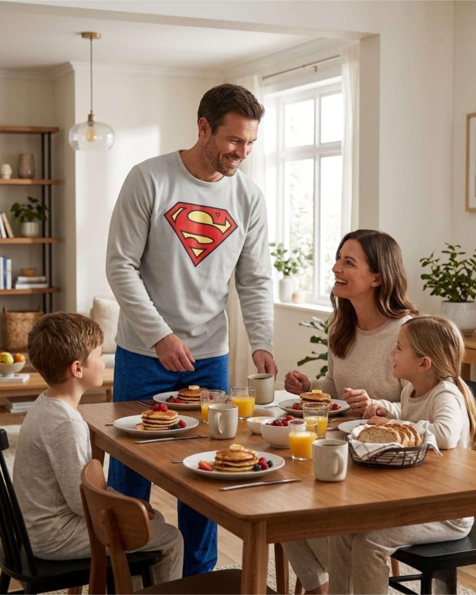 Pijama Hombre Superman Micropolar Térmico Invierno Talla L A3-4