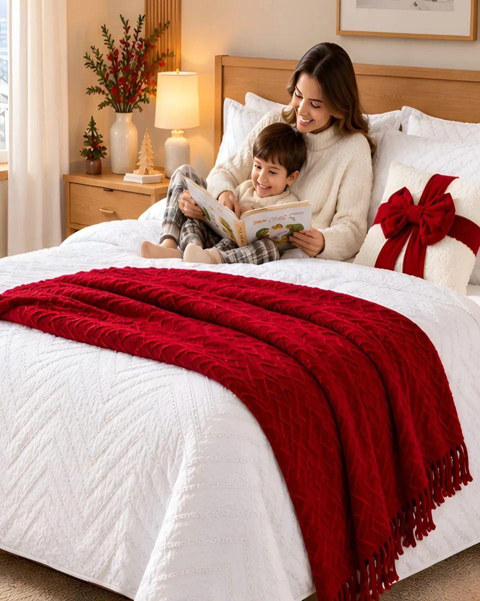 Set de Cama Navideño con Cubrecamas y 2 Fundas de Cojin 1.5 Plaza m17-7
