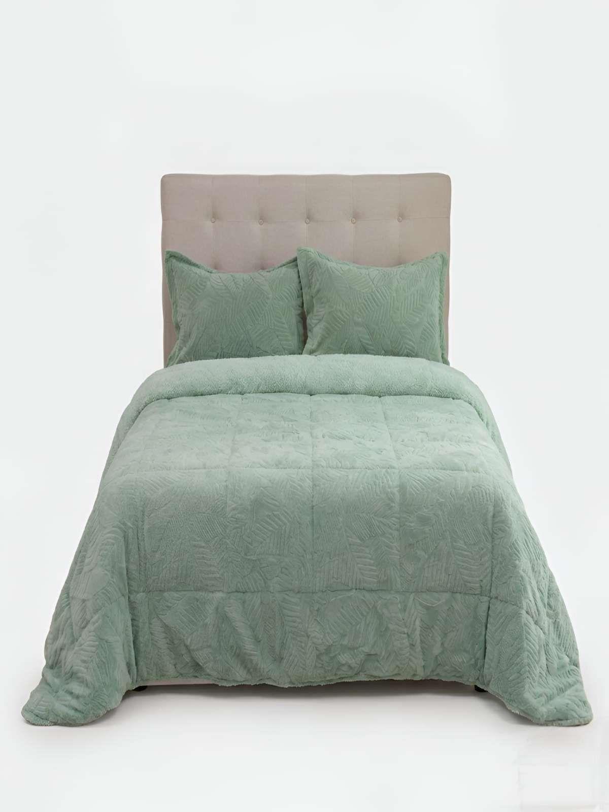 Cubrecama Outboss Deluxe Sherpa Super king verde-2