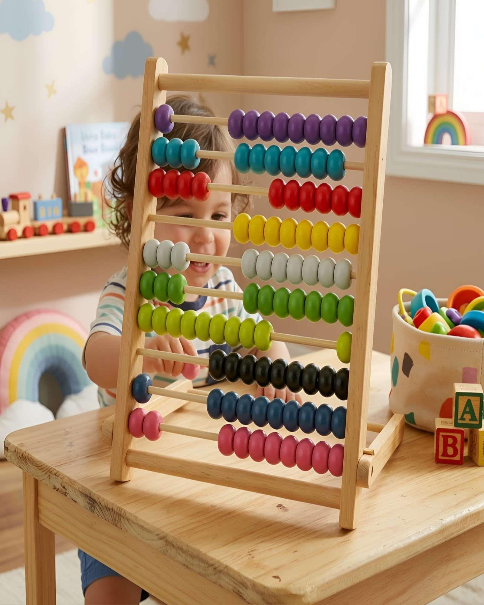 Ábaco De Madera Con Forma De Dinosaurio – Juguete Montessori Para Aprender A Contar, Para Preescolar Y 1º De Primaria