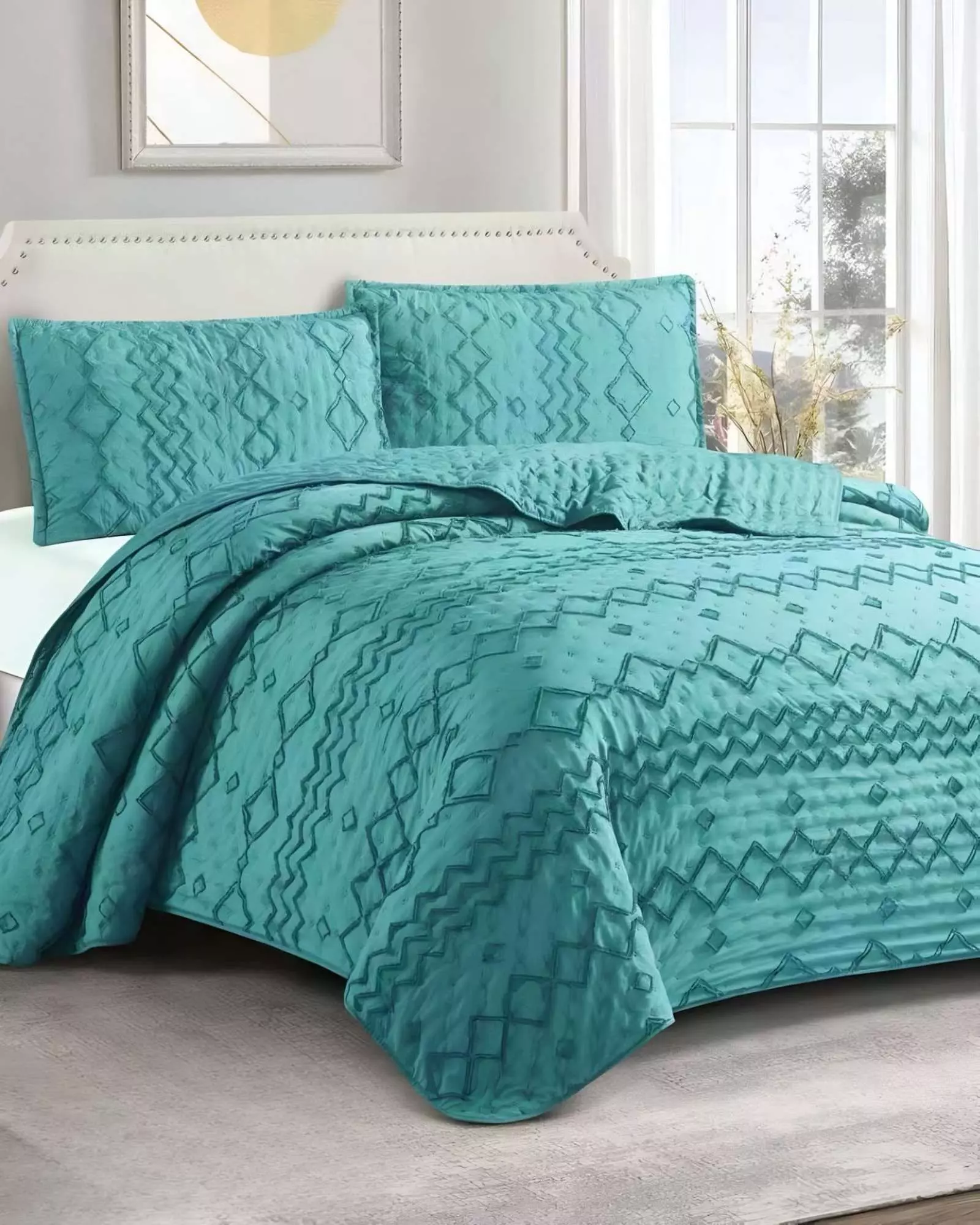 CUBRECAMA QUILT TUFTING DE LUJO SUAVE 2 PLAZAS t05-2