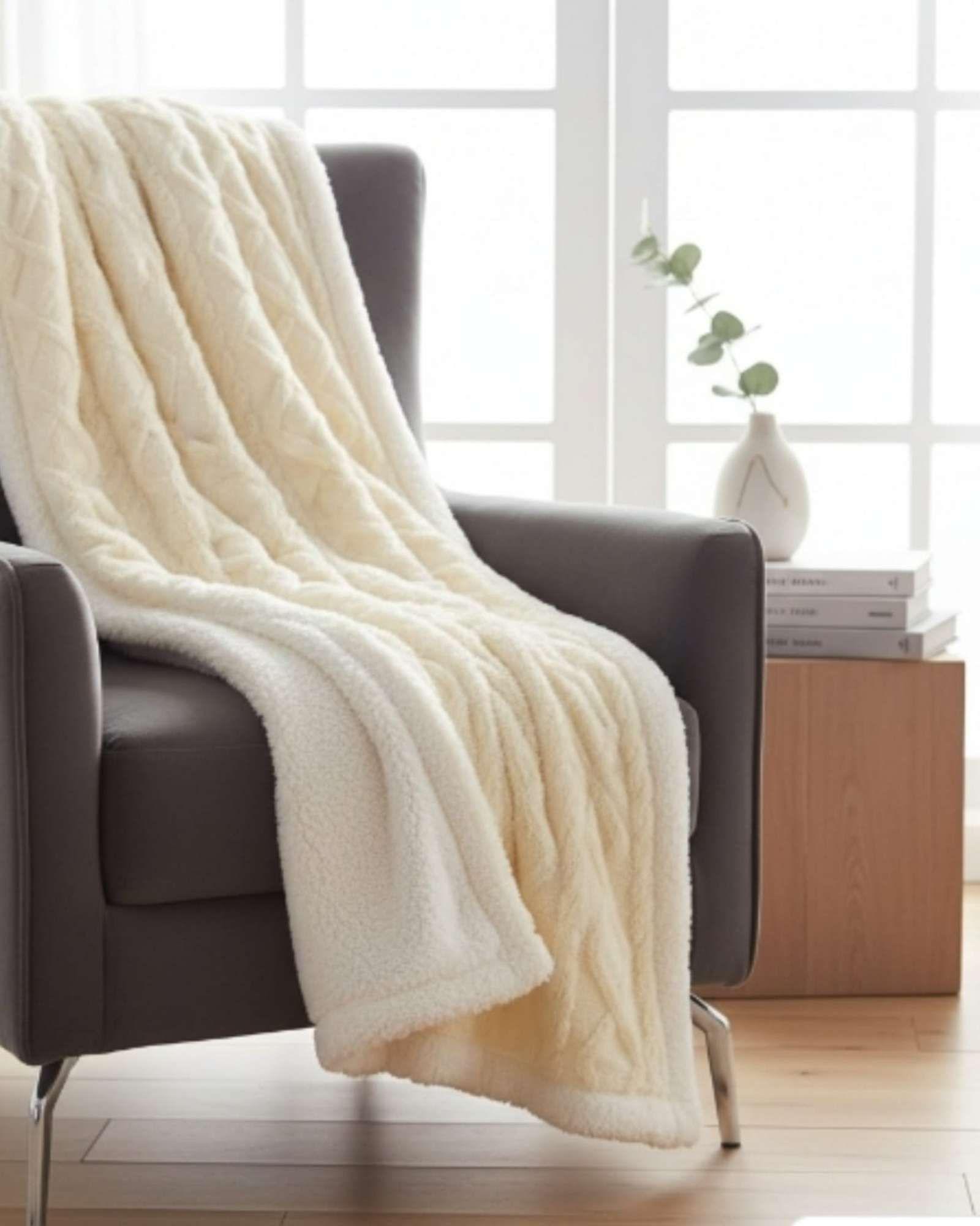 Frazada Manta Polar Sherpa Térmica 2 plaza beige-3