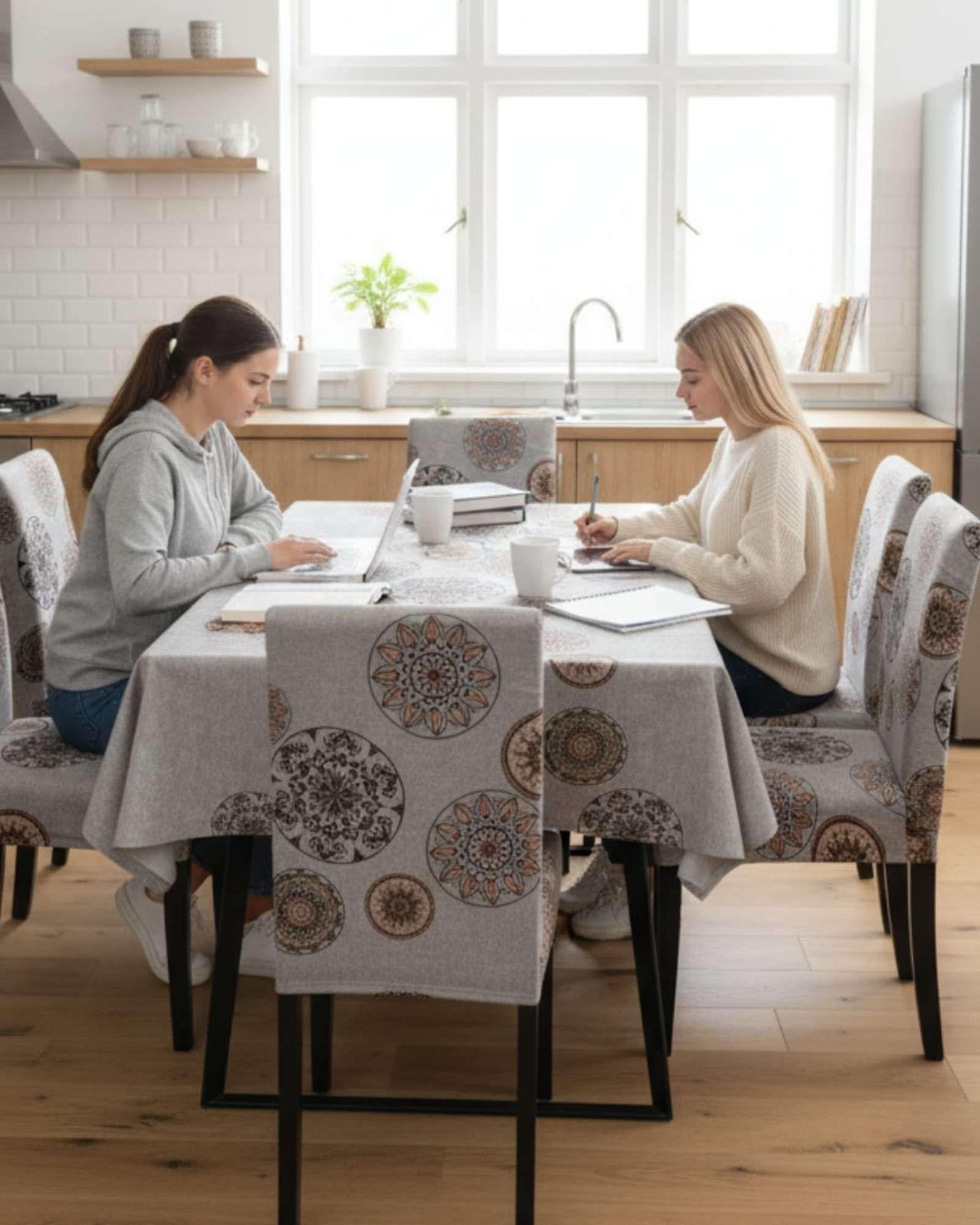 Juego De Mantel Antimanchas 140x220 + 6 Fundas De Silla 20-4