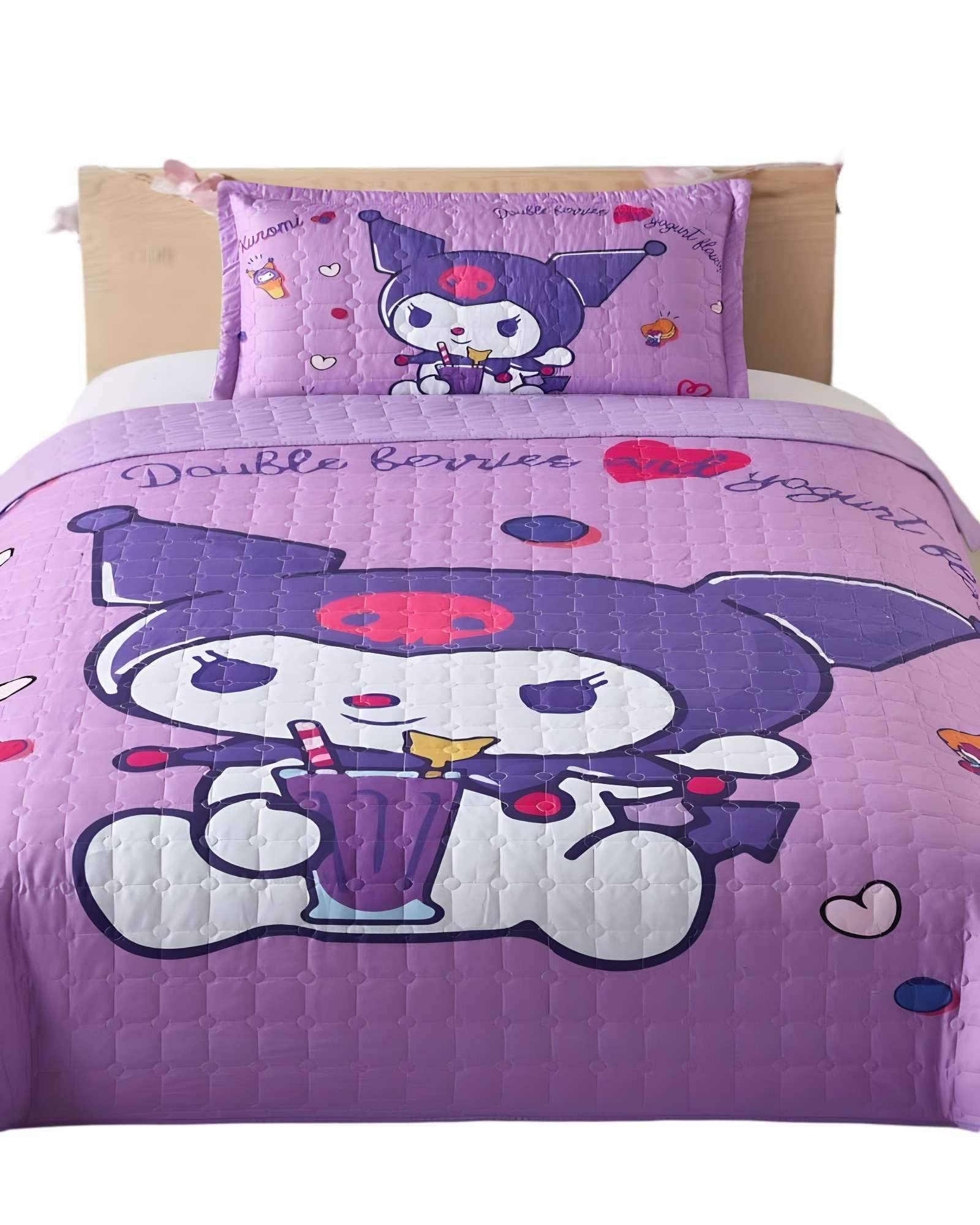 CUBRECAMA QUILT DE VERANO KUROMI INFANTIL NIÑA -1