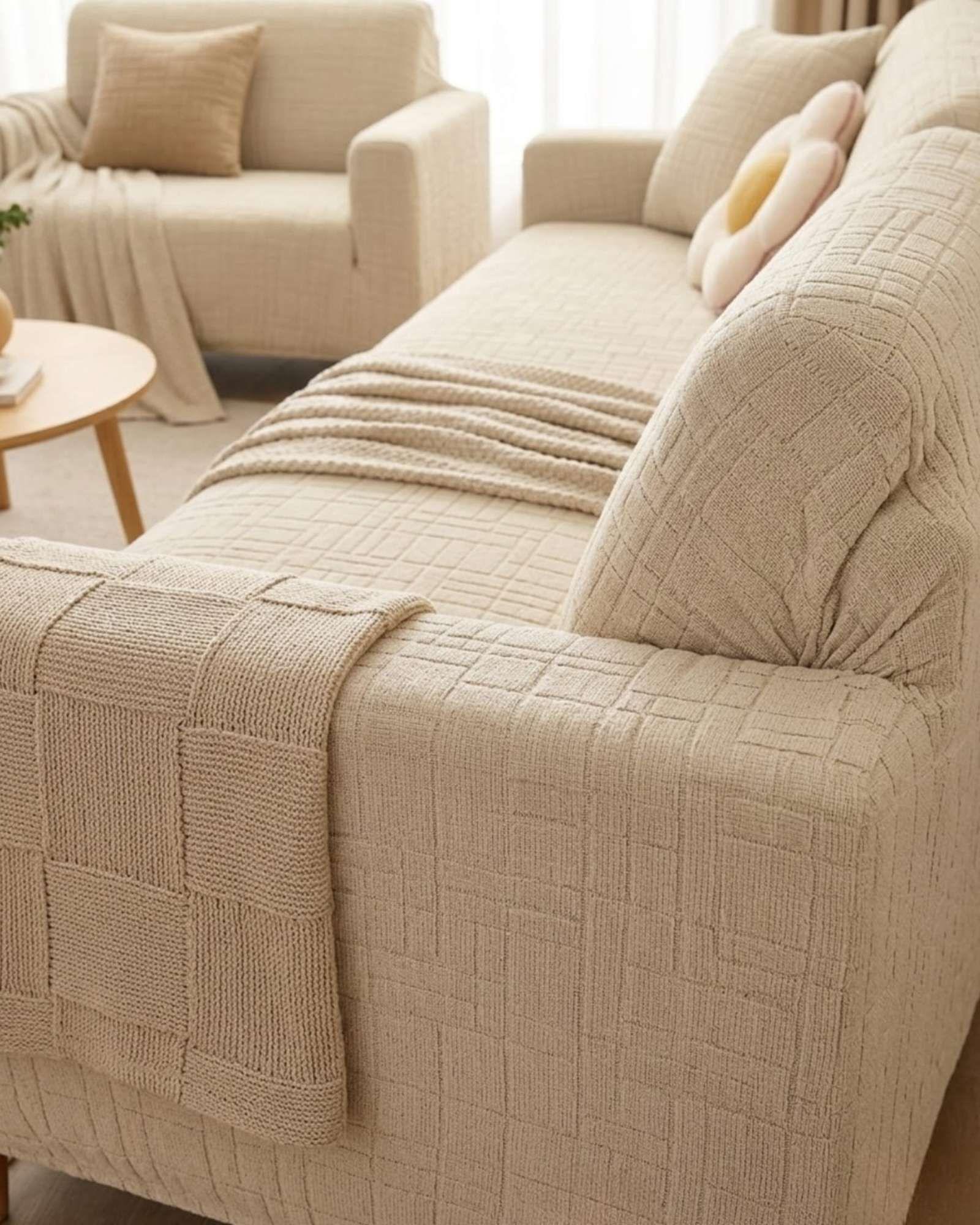 Set Cubre Sillón 3+1+1 Protector de Tela Reforzada - Lavable y Resistente-2