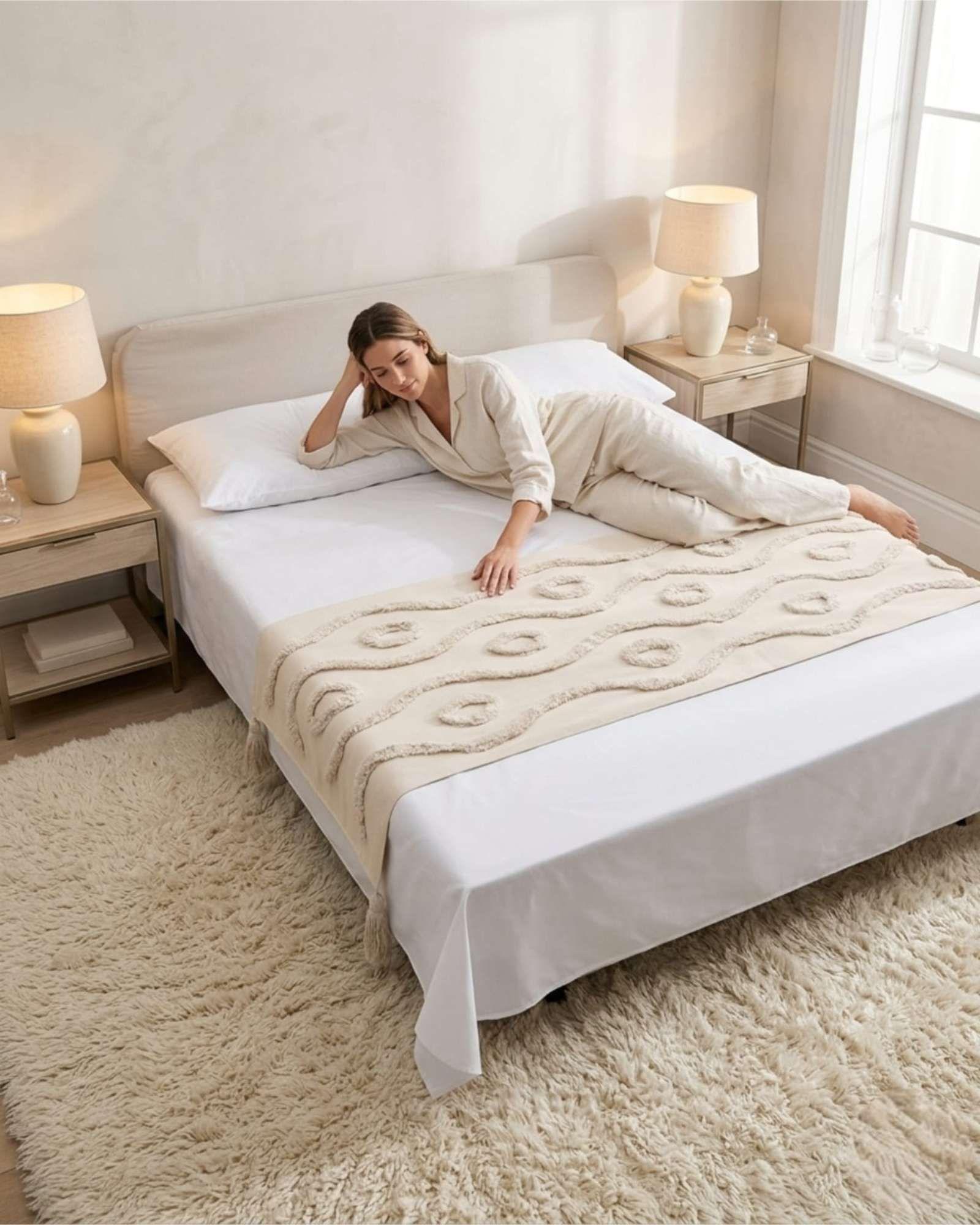 Piecera De Cama Boho Manta Tejida Decorativa P10-0