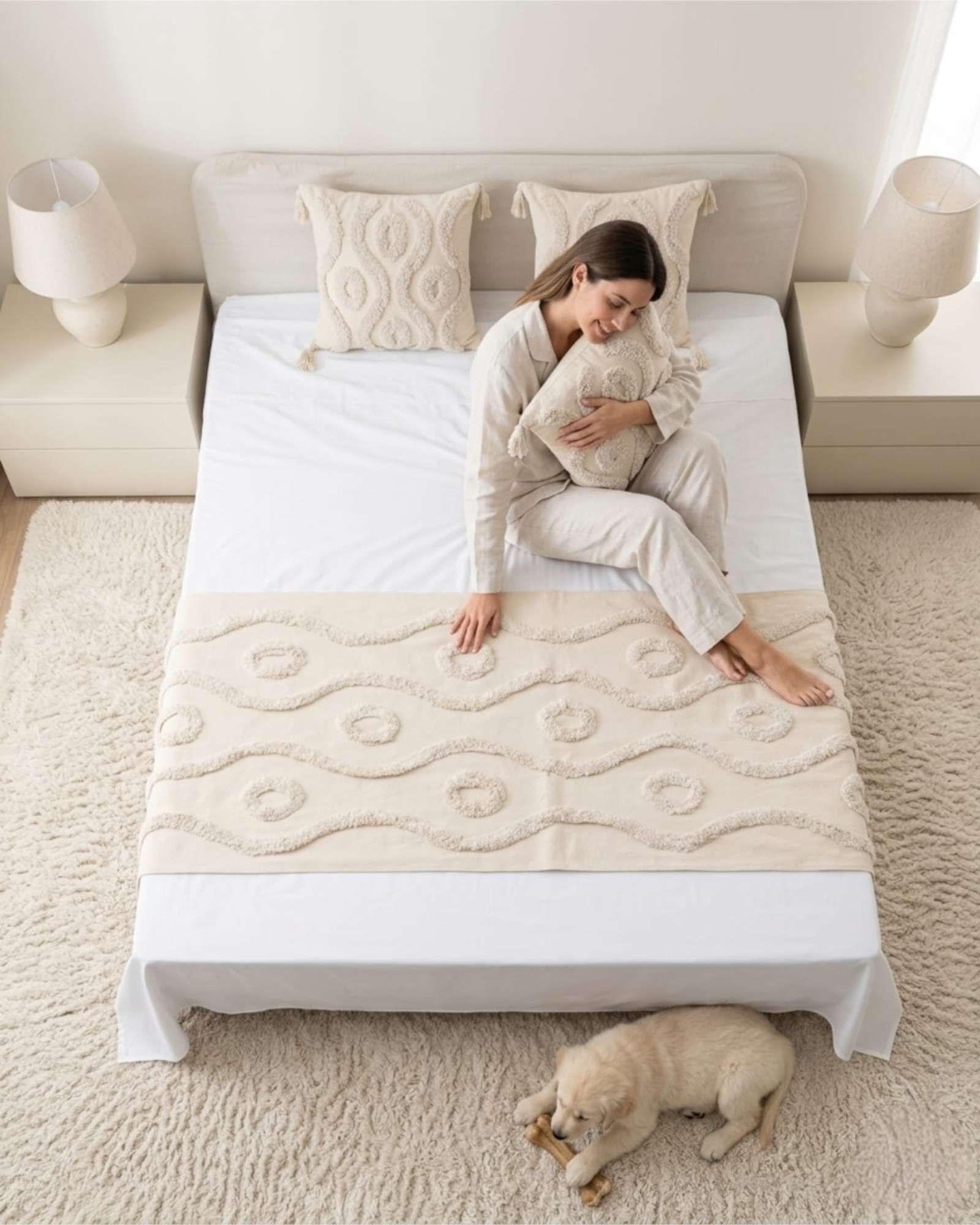 Piecera De Cama Boho Manta Tejida Decorativa P10-2