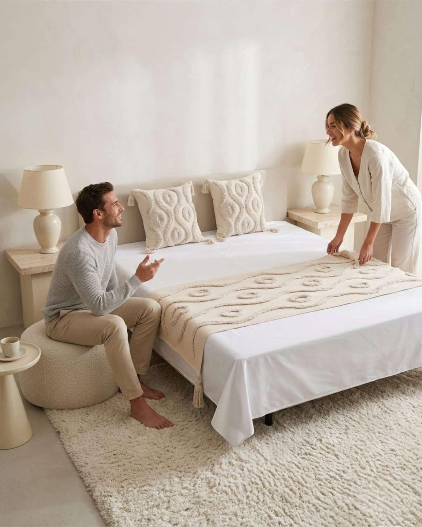Piecera De Cama Boho Manta Tejida Decorativa P10-4