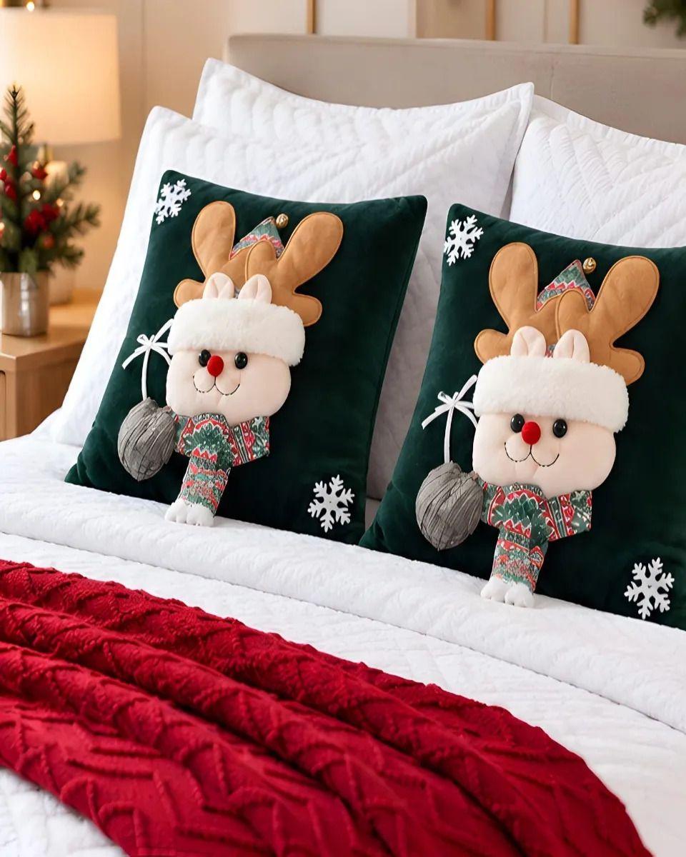 Set de Cama Navideño con Cubrecamas y 2 Fundas de Cojin 1.5 Plaza m21-4