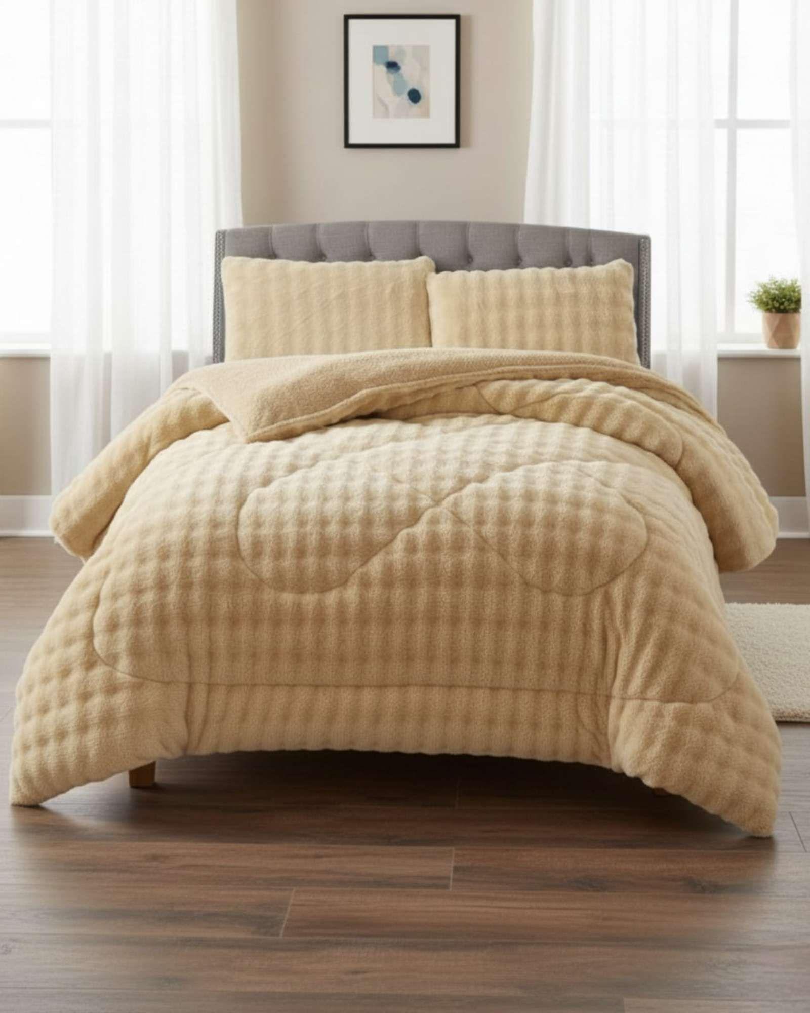 Cubrecamas King De Invierno Textura Piel De Conejo Suave m6-3