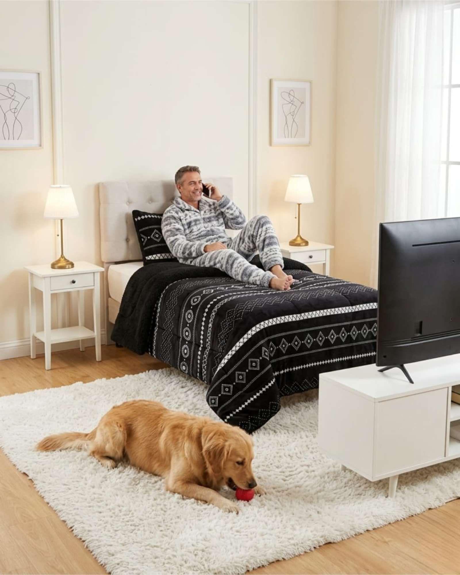 Cubrecama Plush con Chiporro Plaza y Media Diseño Premium C10-2