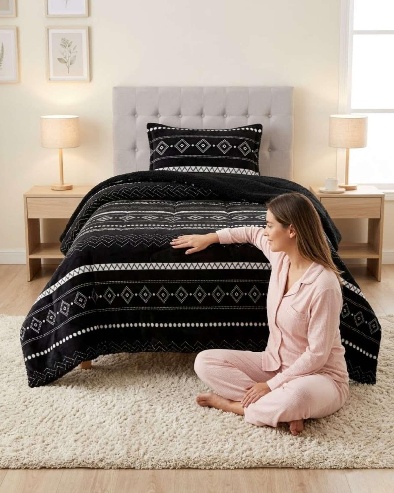 Cubrecama Plush con Chiporro Plaza y Media Diseño Premium C10-3