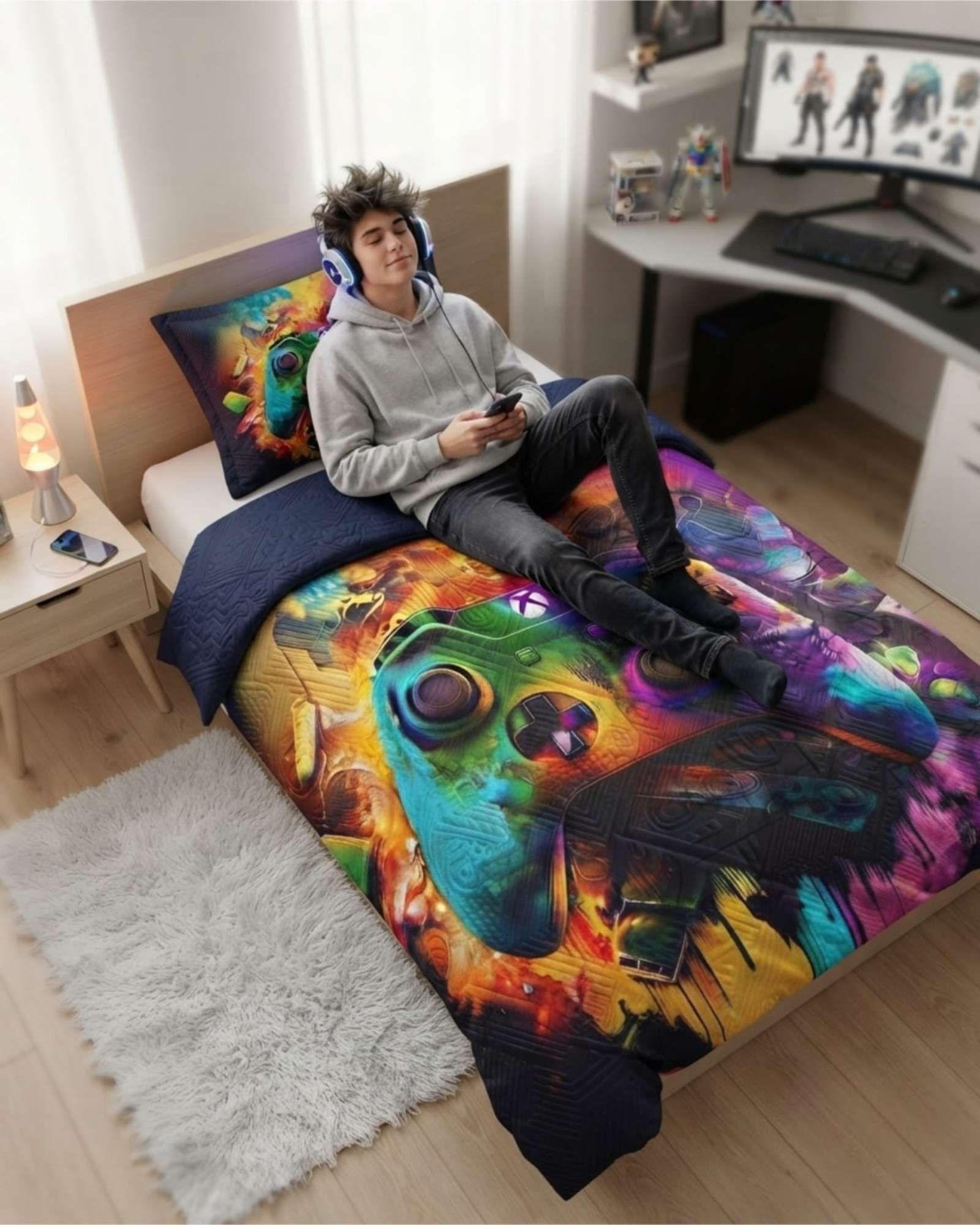 Cubrecamas Mas Almohada Para Verano Plaza Y Media Ultraligero m4-3