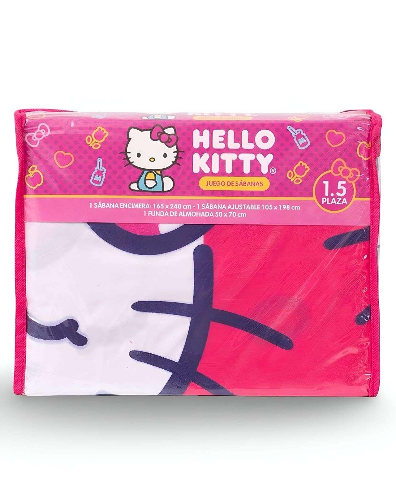 Juego Sábanass infantil Hello Kitty plaza y media Mashini-3