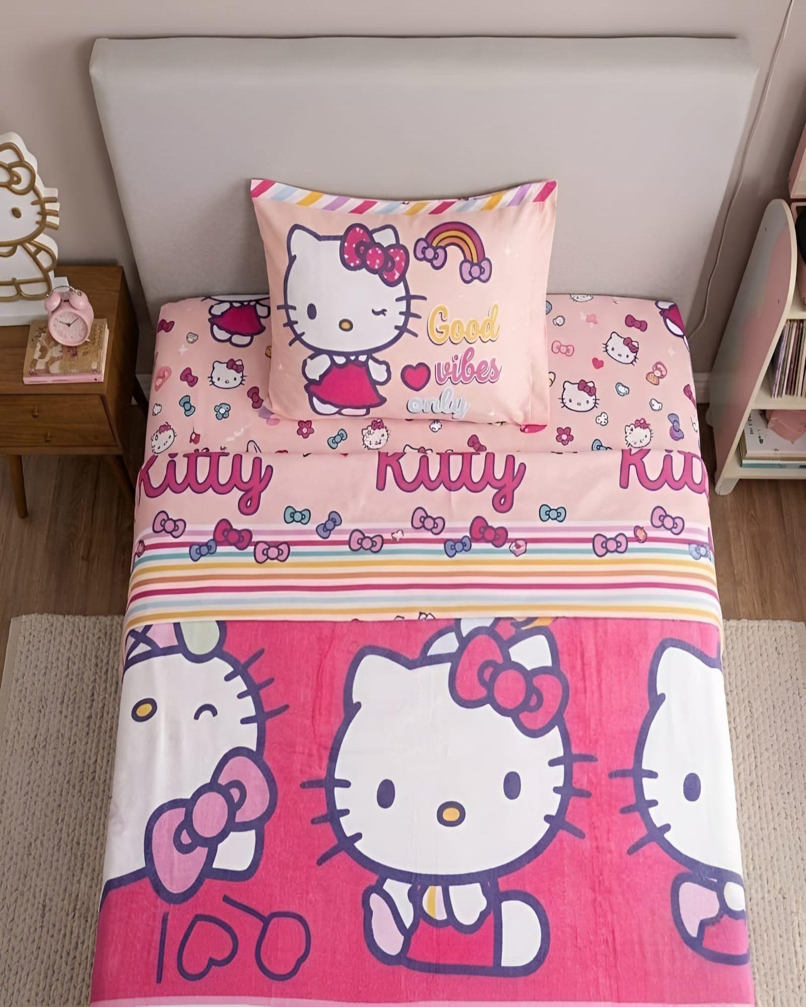 Juego Sábanass infantil Hello Kitty plaza y media Mashini-2