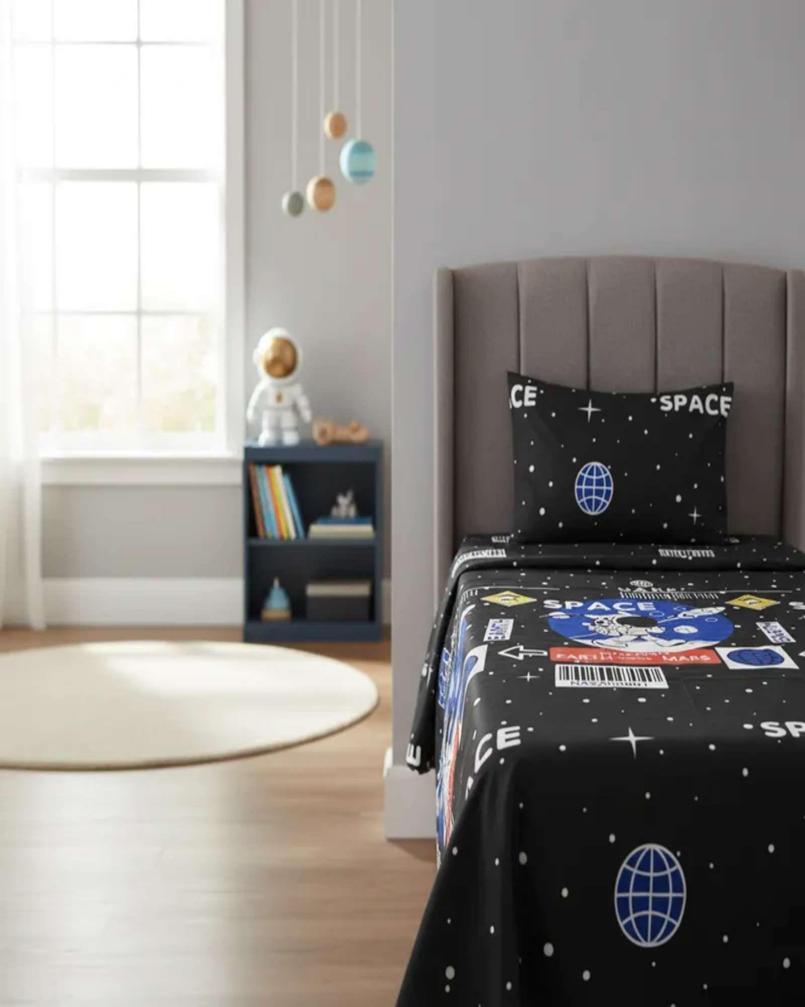 Juego de Sábanas niña niño infantil plaza y media diseño deAstronauta  Espacio -3