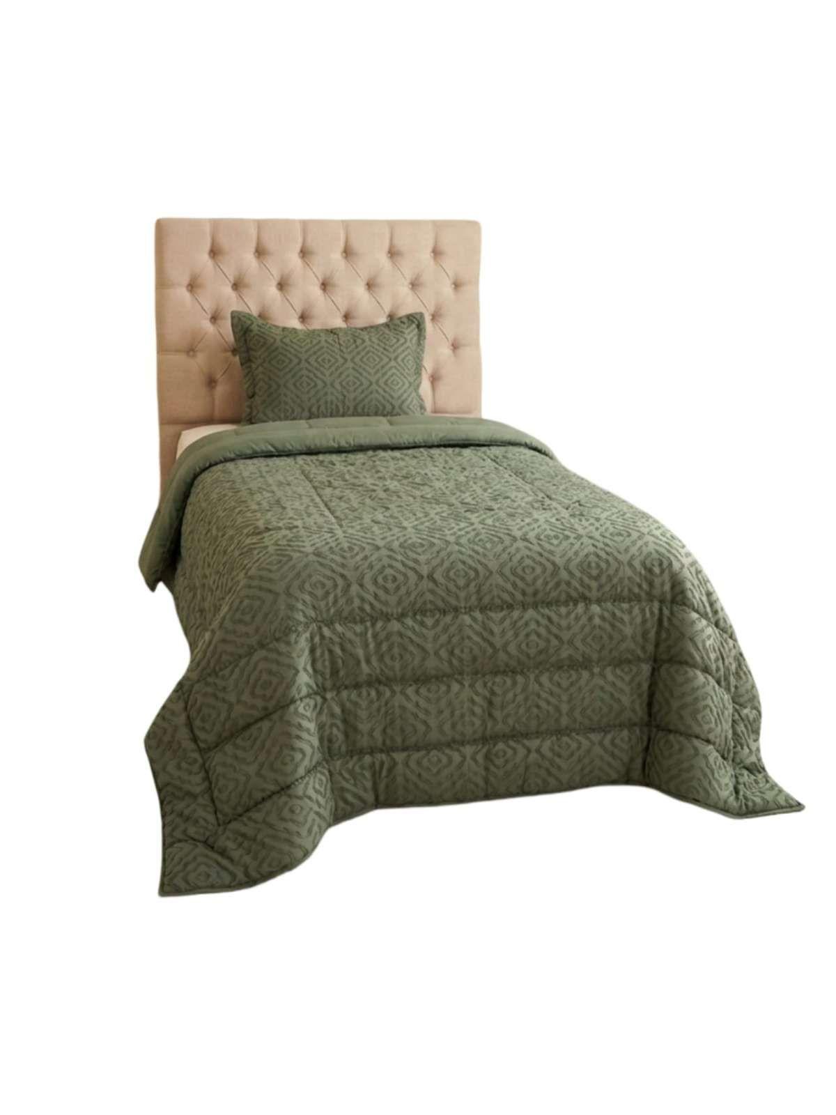 Plumón Nordicos 1.5 Plazas Diseño Geométrico + Funda verde-2