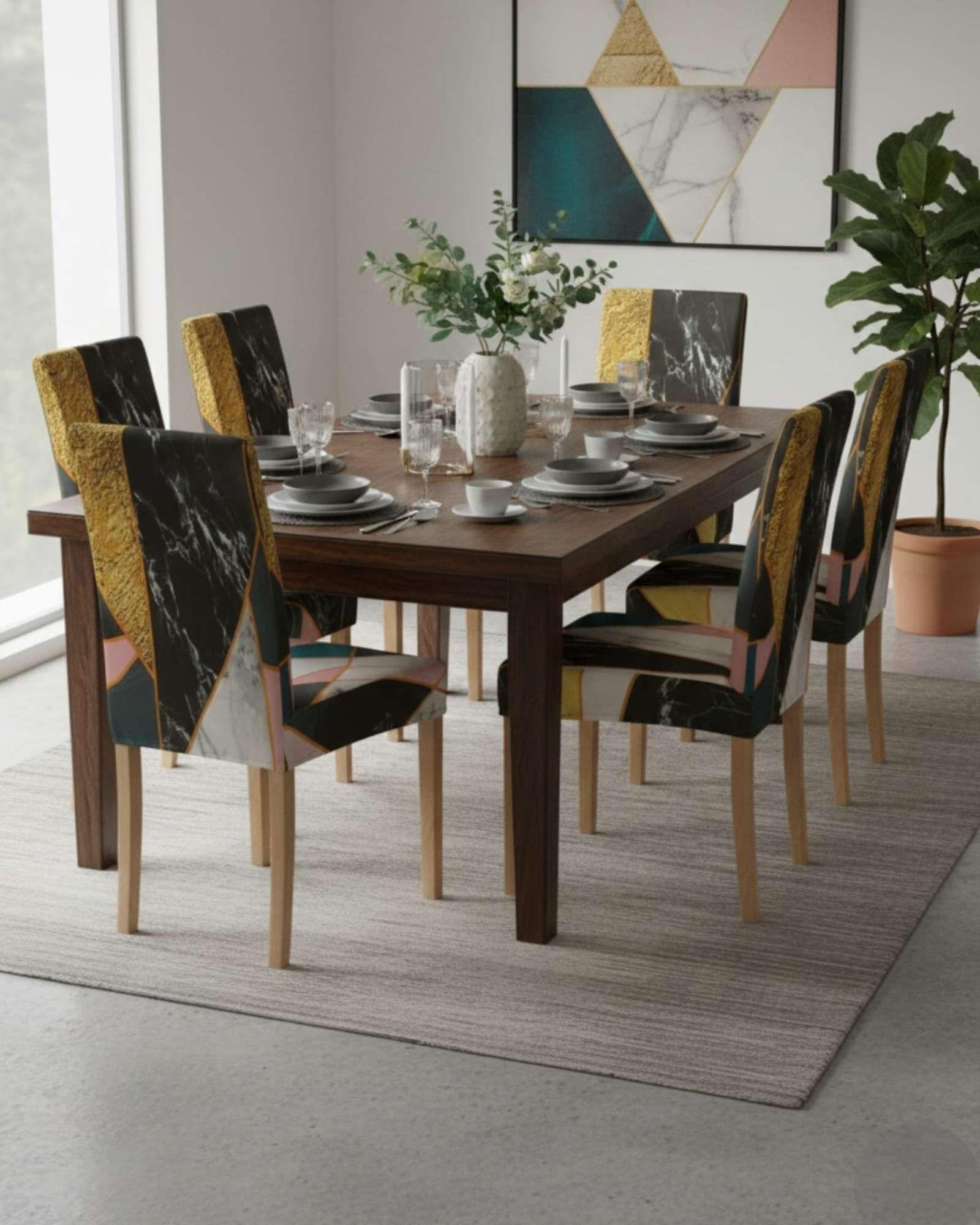 JUEGOS DE 6 FUNDAS PARA SILLAS  CON DISEÑO ELASTICO M27-3