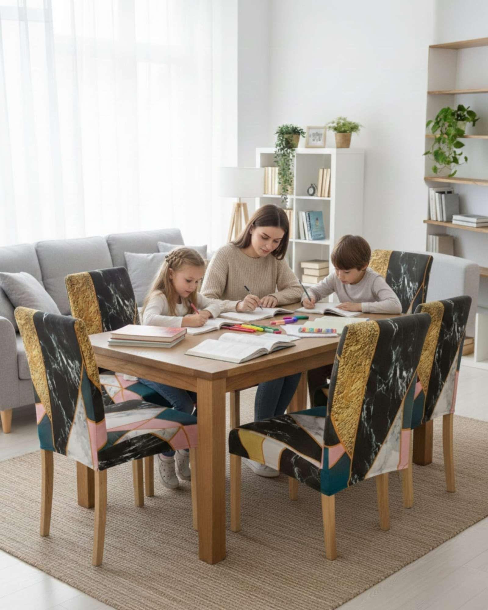 JUEGOS DE 6 FUNDAS PARA SILLAS  CON DISEÑO ELASTICO M27-4