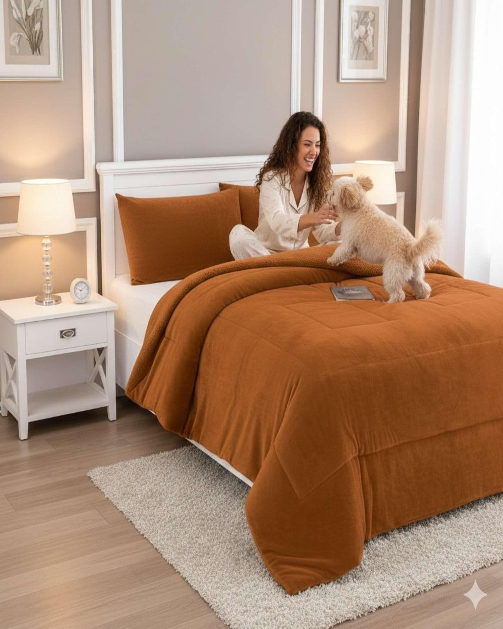 Cubrecama Premium Plush y Chiporro color blanco King-4