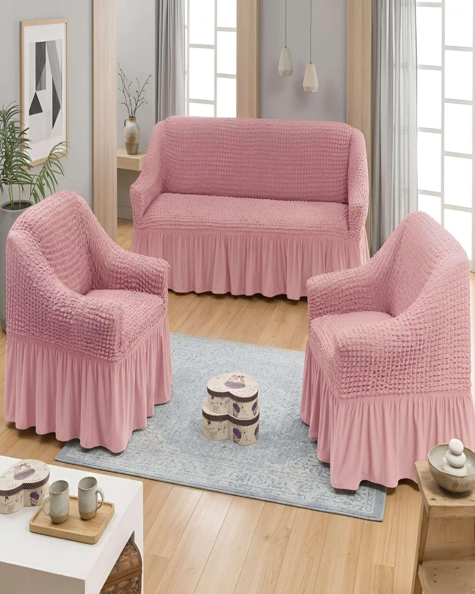 Juego Fundas Sillon Elastica 3+1+1 Nido Abeja Con Faldon A8-0