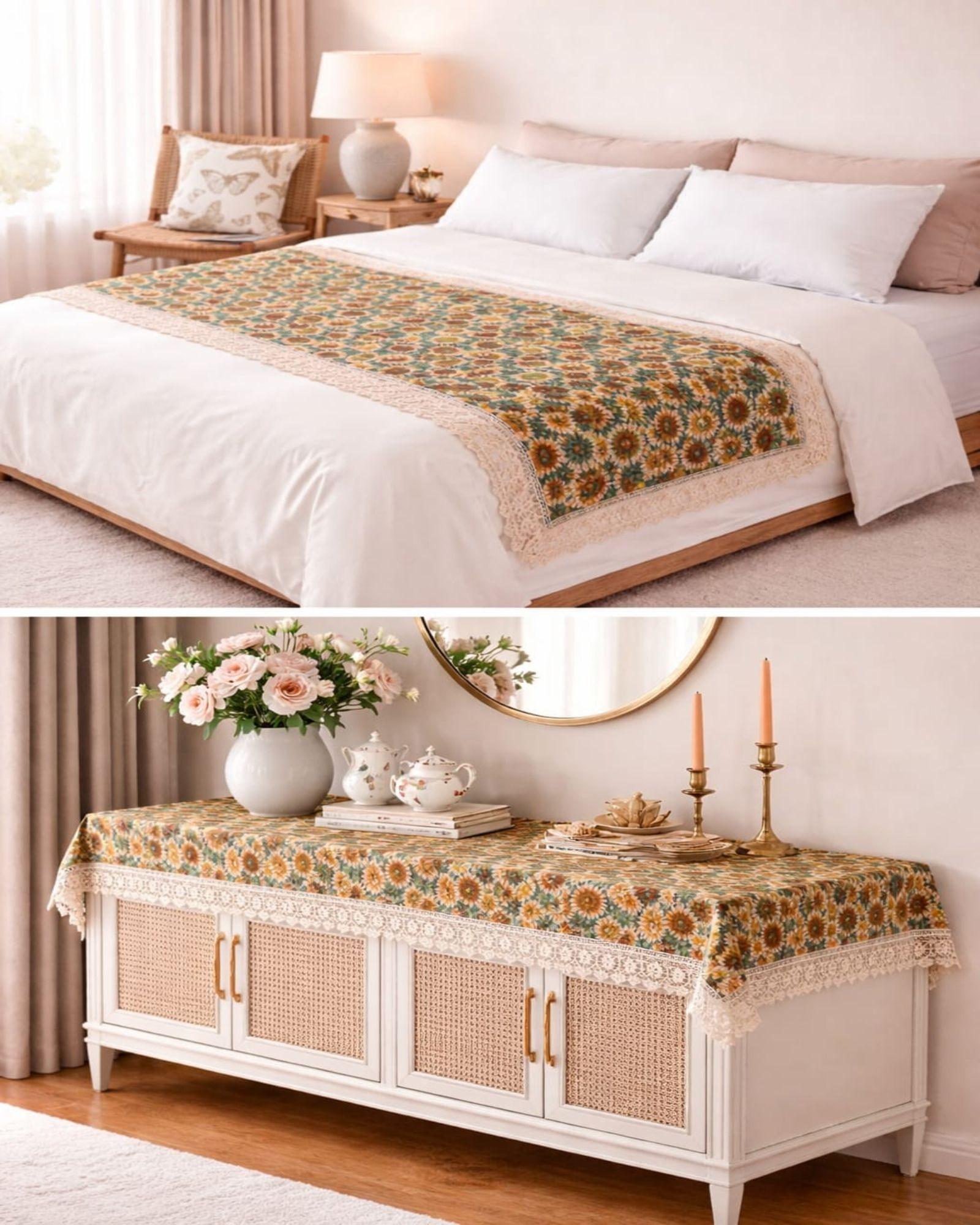 Piecera de Cama Estilo Bohemio con Encaje - Multiuso 80x200 cm m4-2