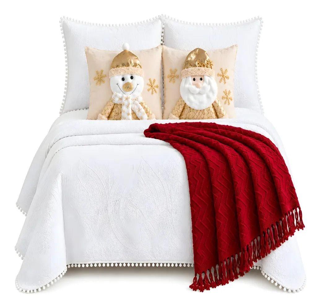 Set de Cama Navideño con Cubrecamas y 2 Fundas de Cojin 2 Plazas m9-2